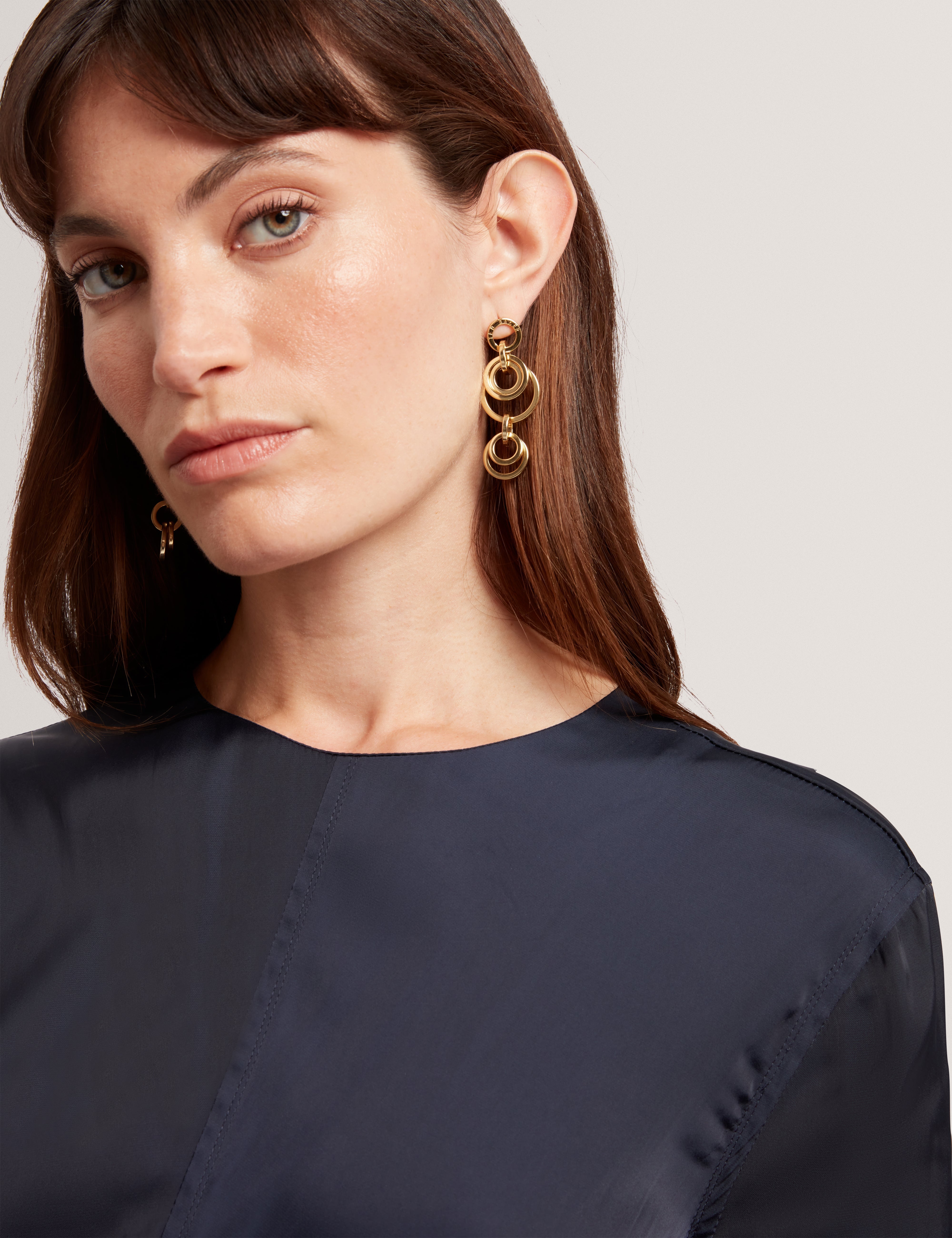 Plumma Short Sleeve Gathered Waist Midi Dress Navy