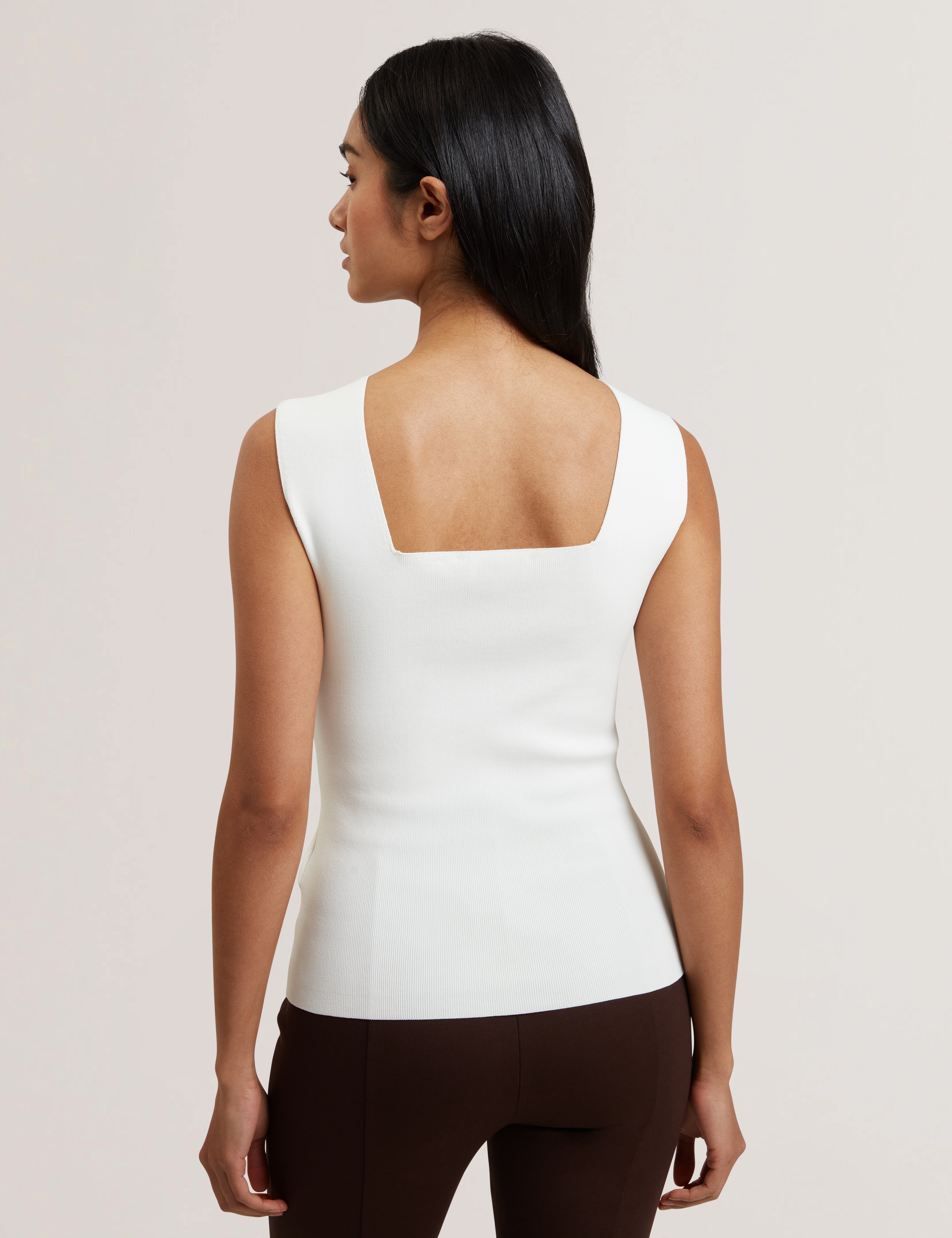 Binkkii Square Neck Sleeveless Knit Top Ivory