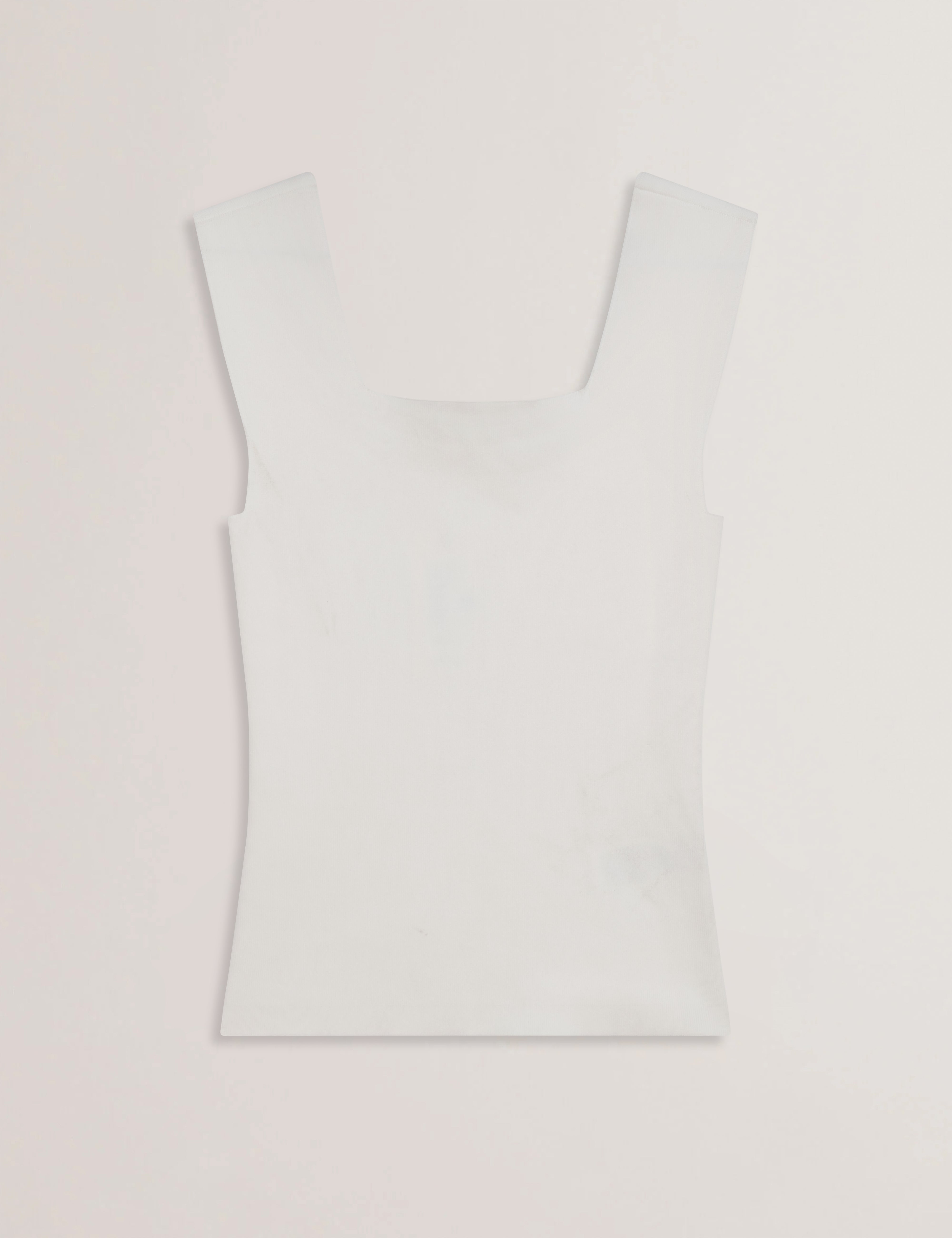 بلوزة Binkkii المحبوكة بدون أكمام ذات الرقبة المربعة باللون العاجي