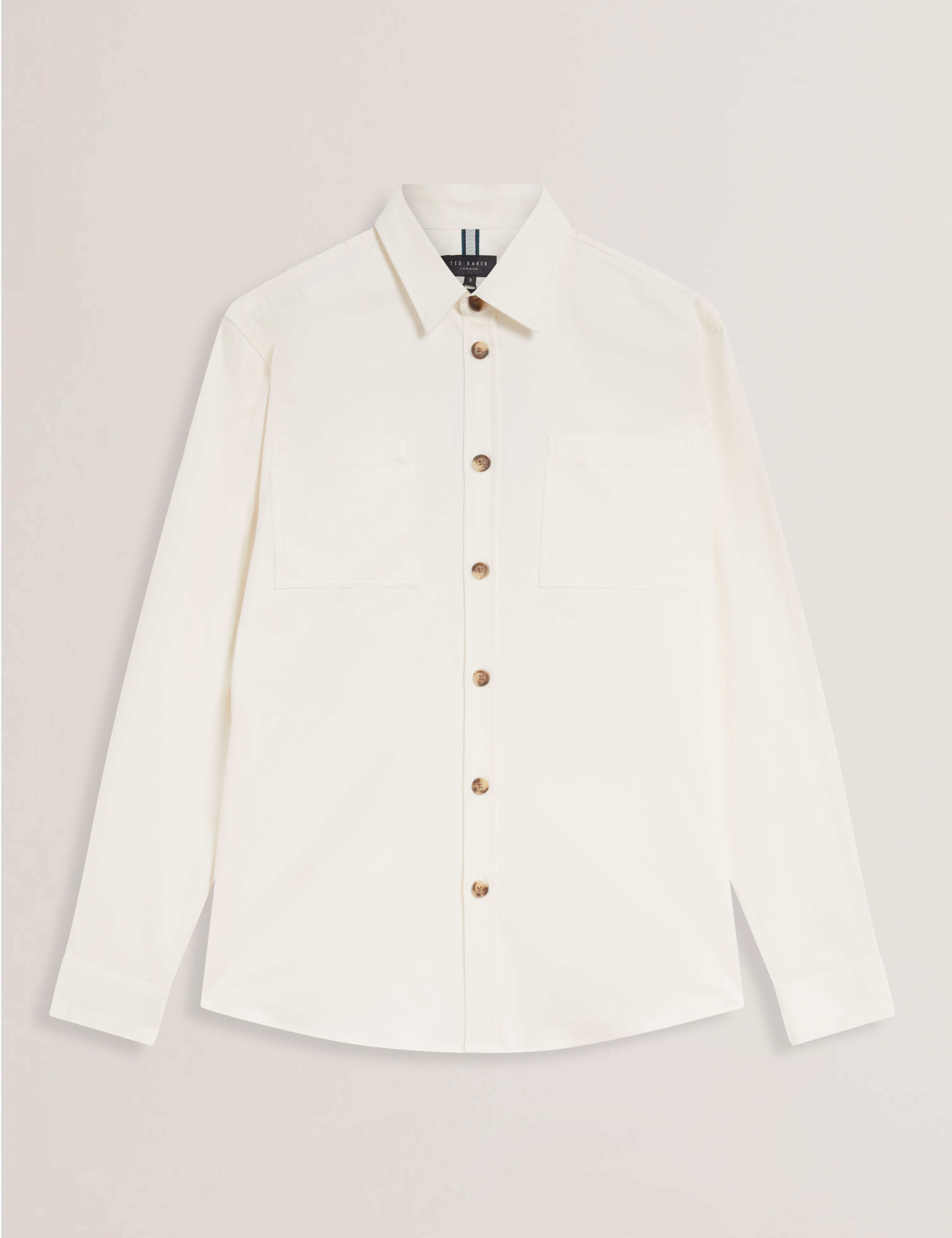 Lennard Long Sleeve Smart Twill Over Shirt Ecru