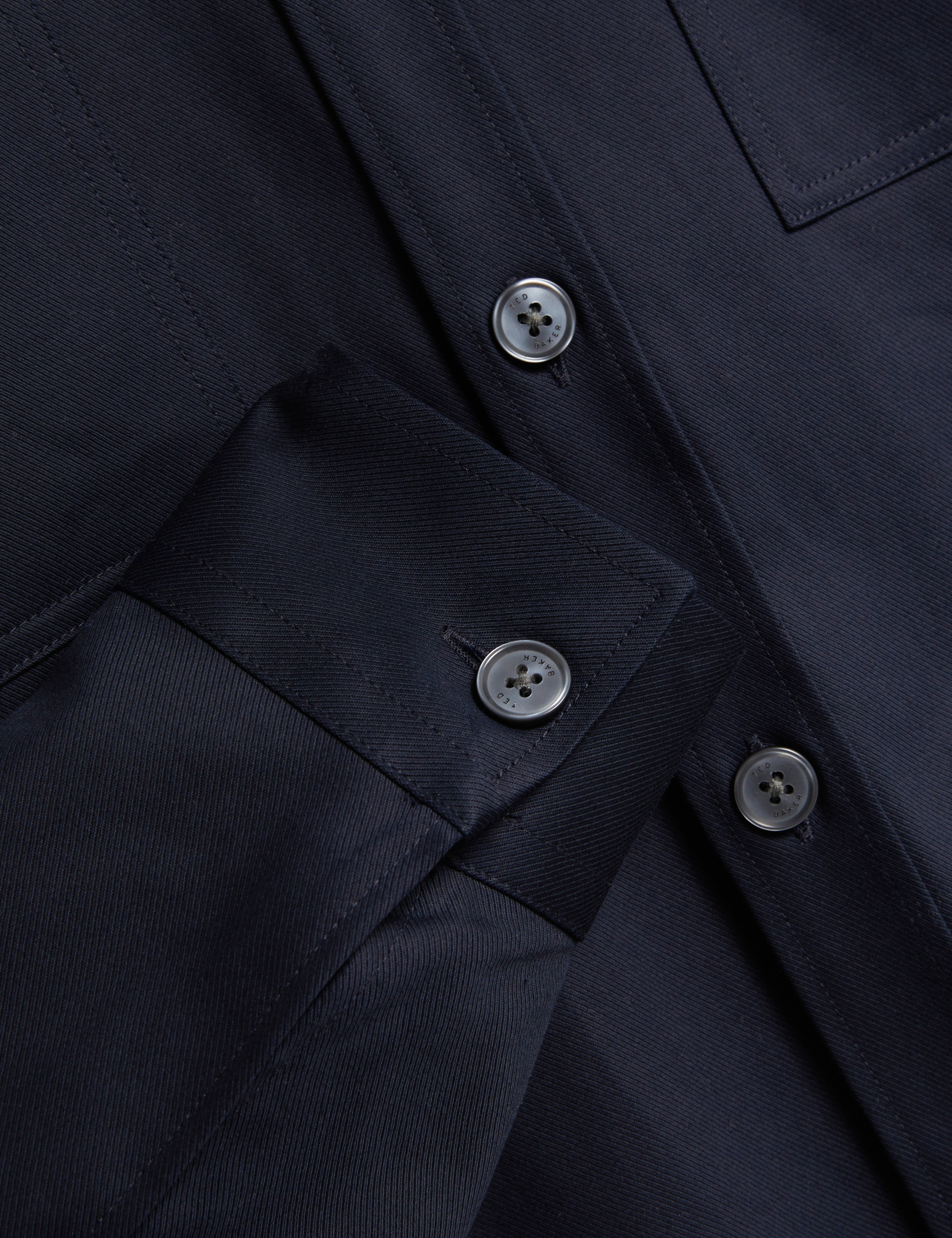 Lennard Long Sleeve Smart Twill Over Shirt Navy