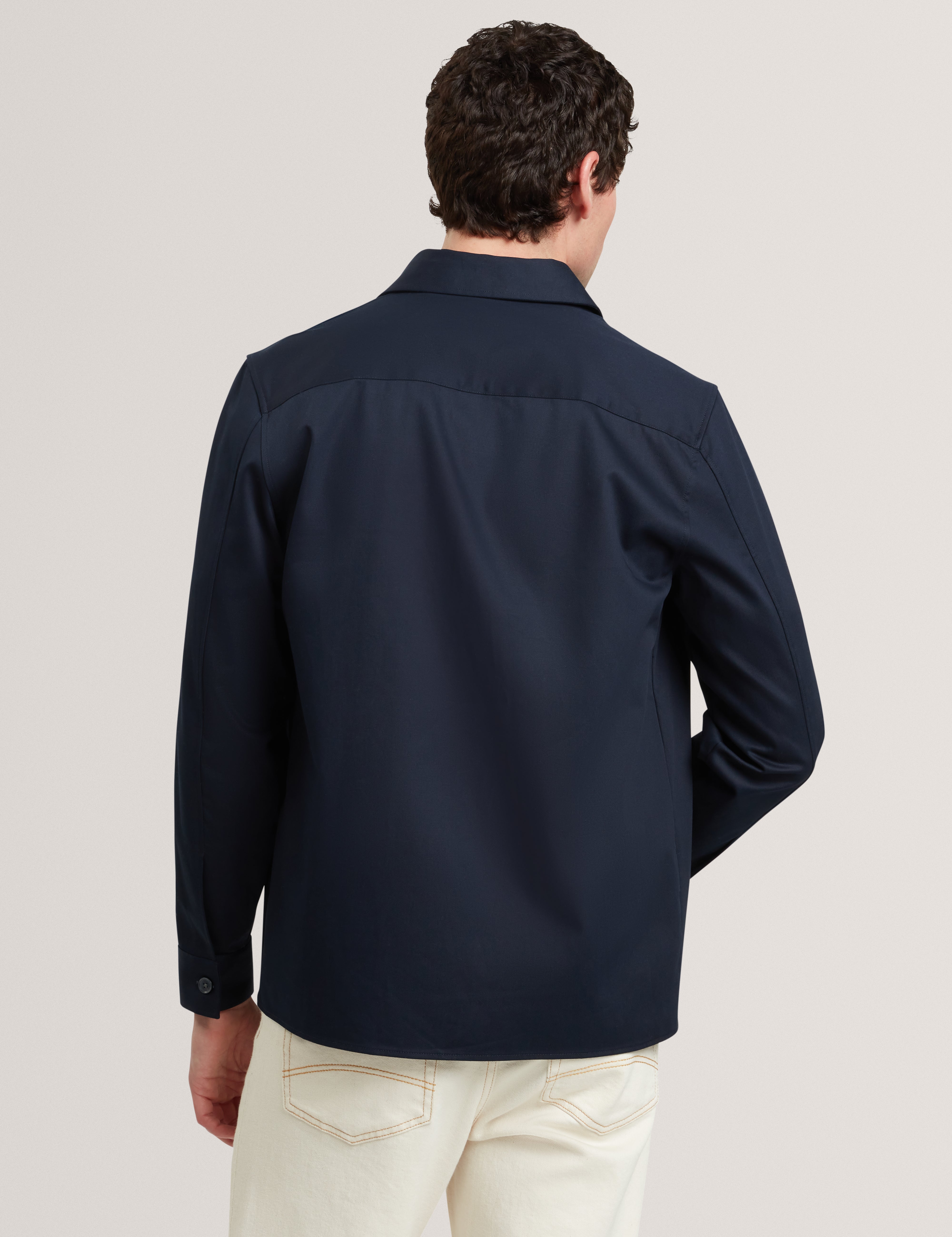 Lennard Long Sleeve Smart Twill Over Shirt Navy