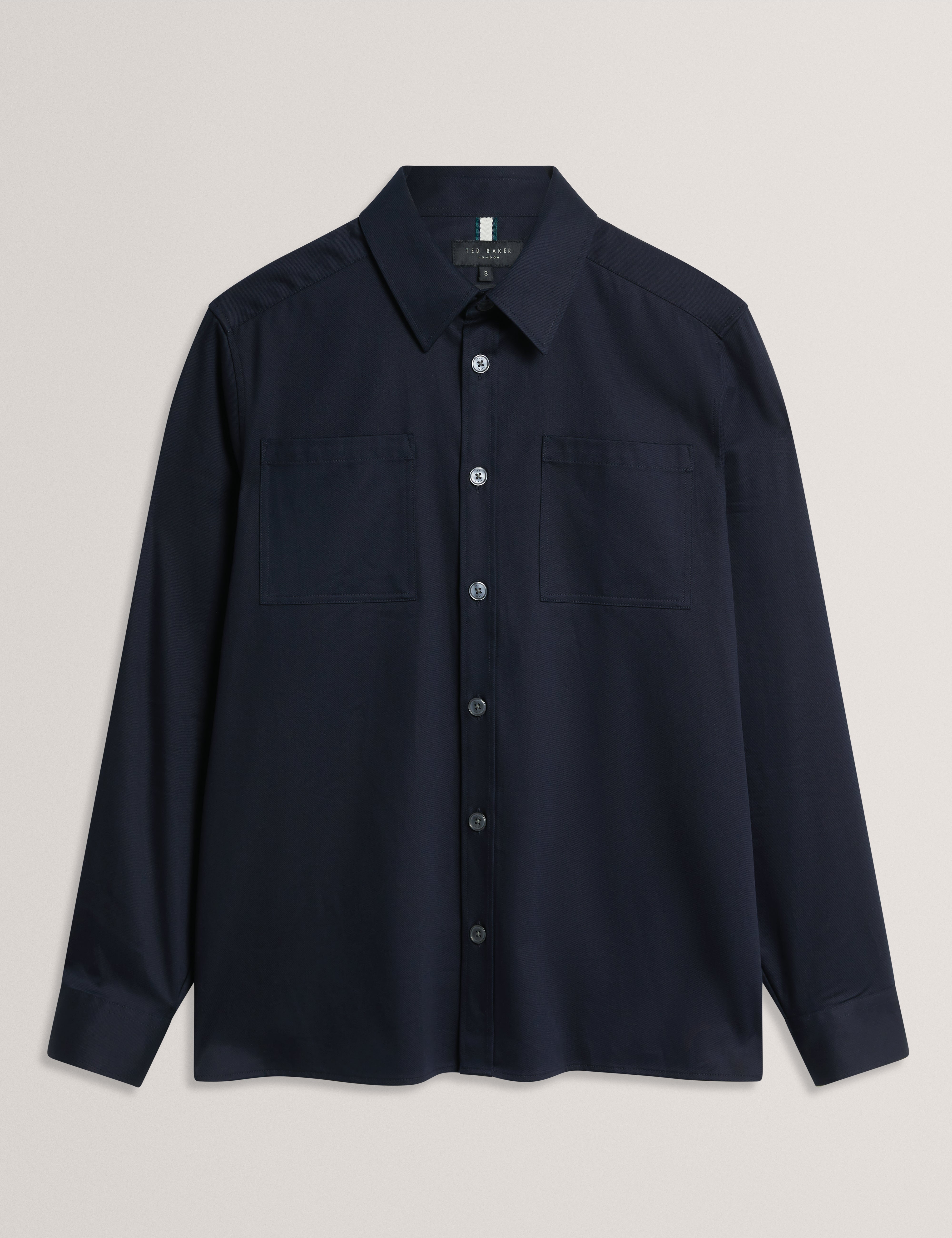 Lennard Long Sleeve Smart Twill Over Shirt Navy