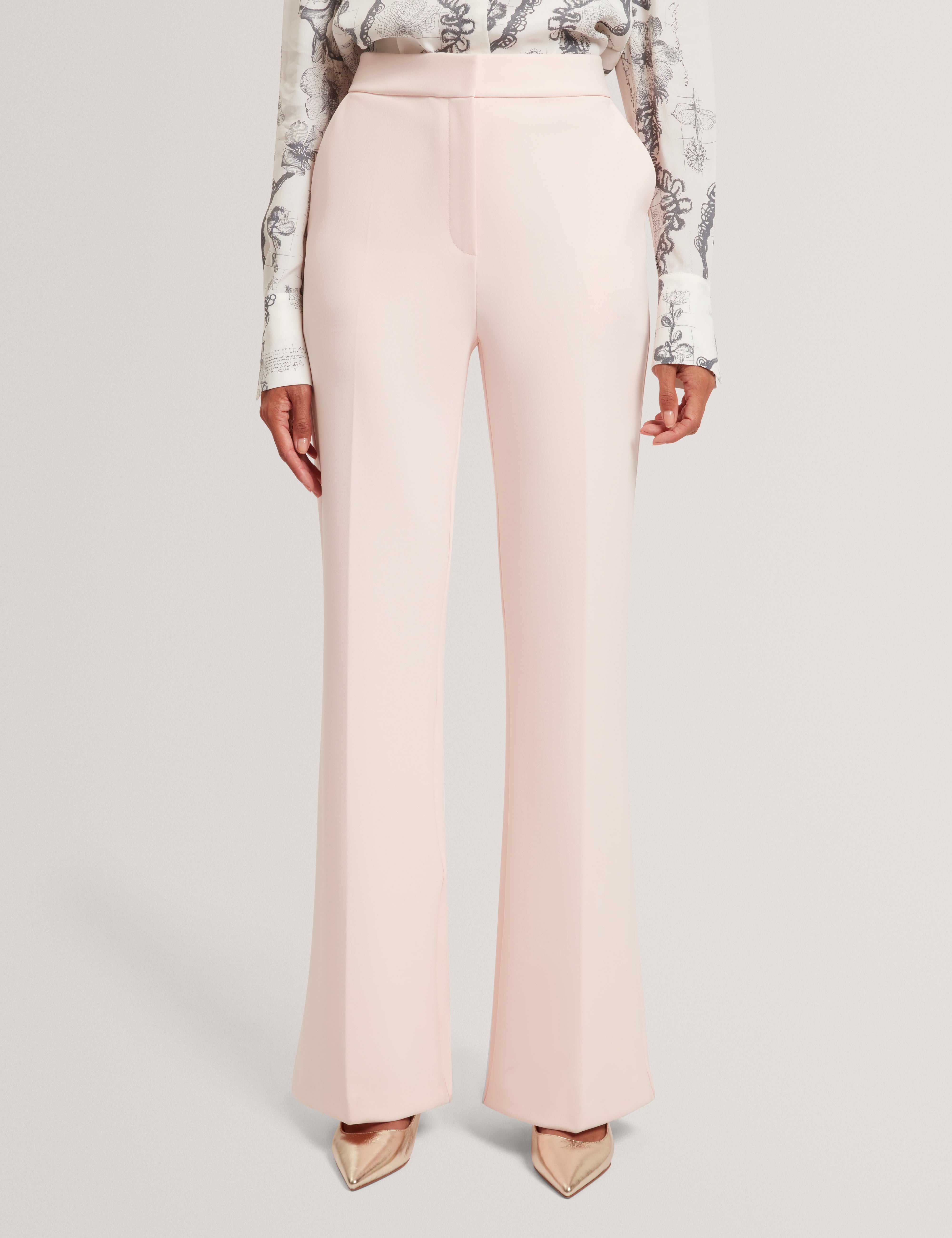 Indriv High Waisted Flare Trouser Pl-Pink