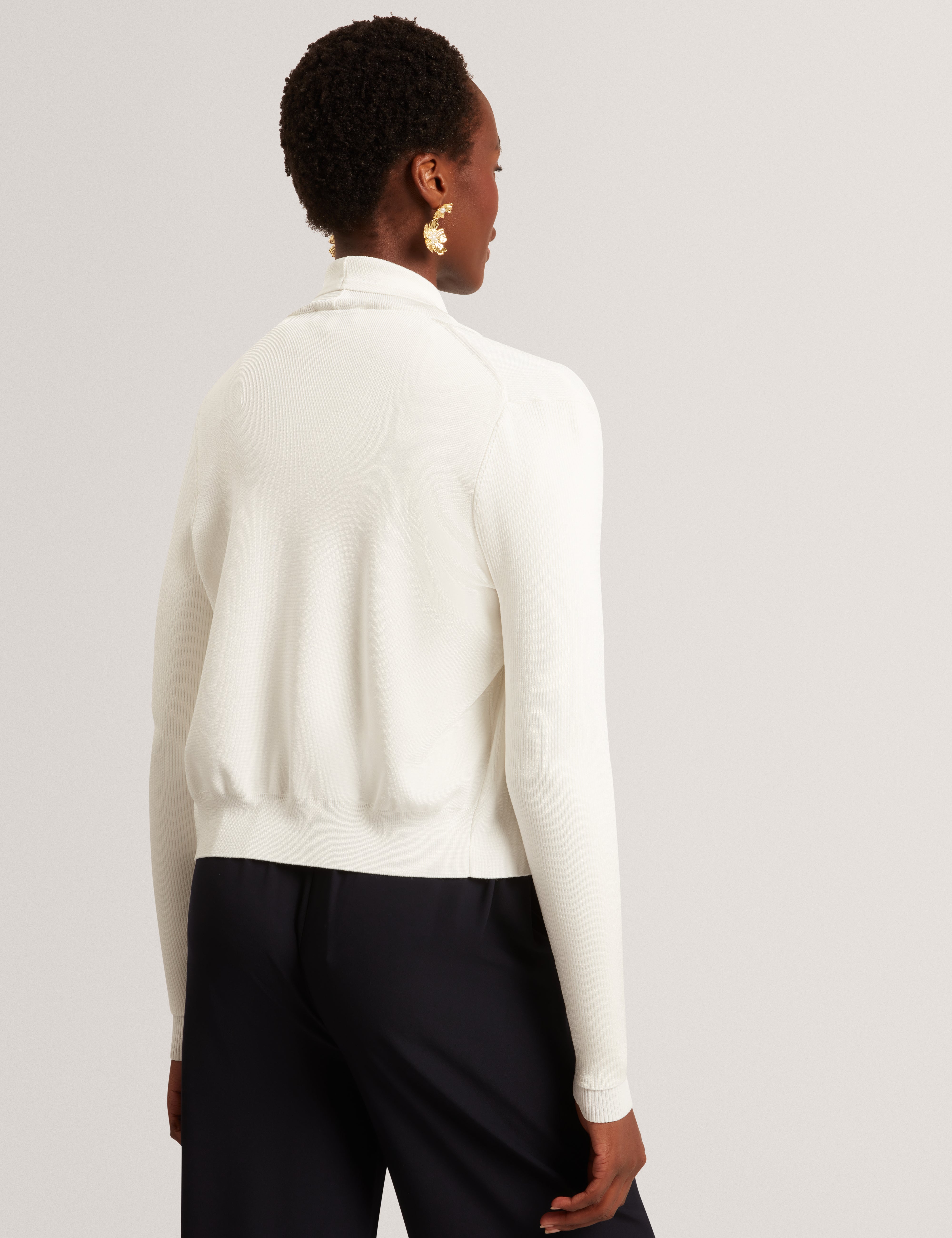 Elliyy Waterfall Front Cardigan Ivory