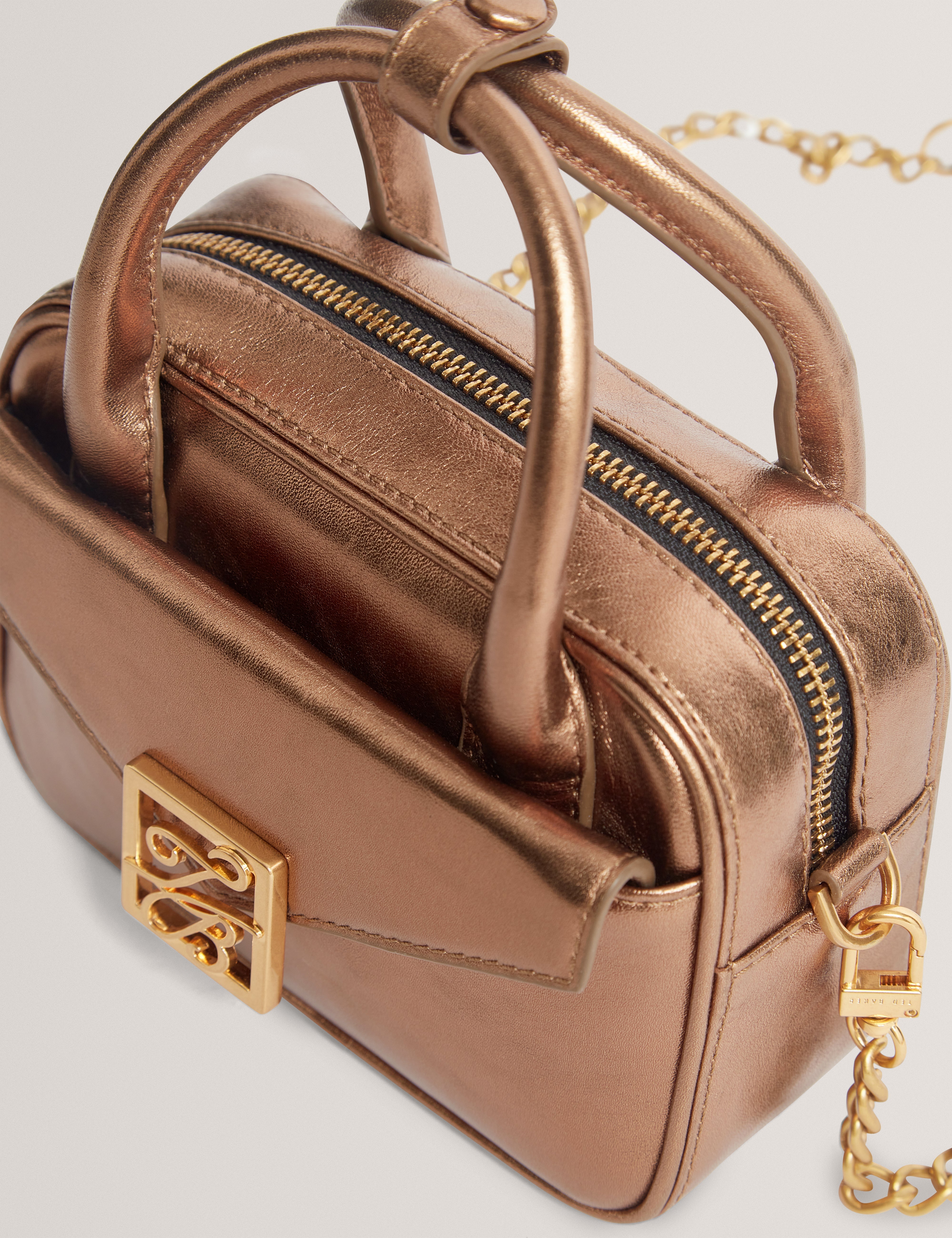 Anisaa Tb Detail Mini Metallic Leather Bag Gold