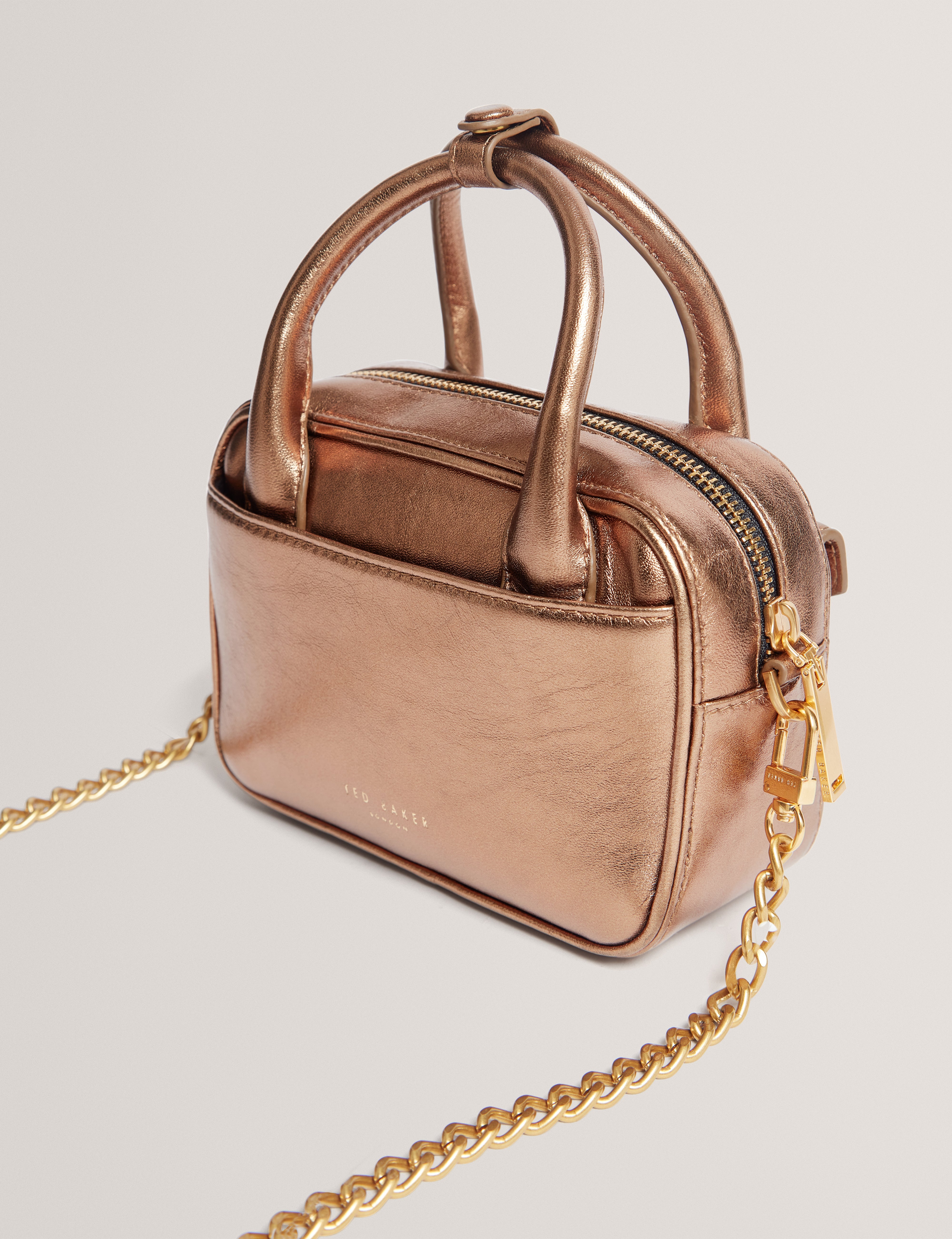 Anisaa Tb Detail Mini Metallic Leather Bag Gold