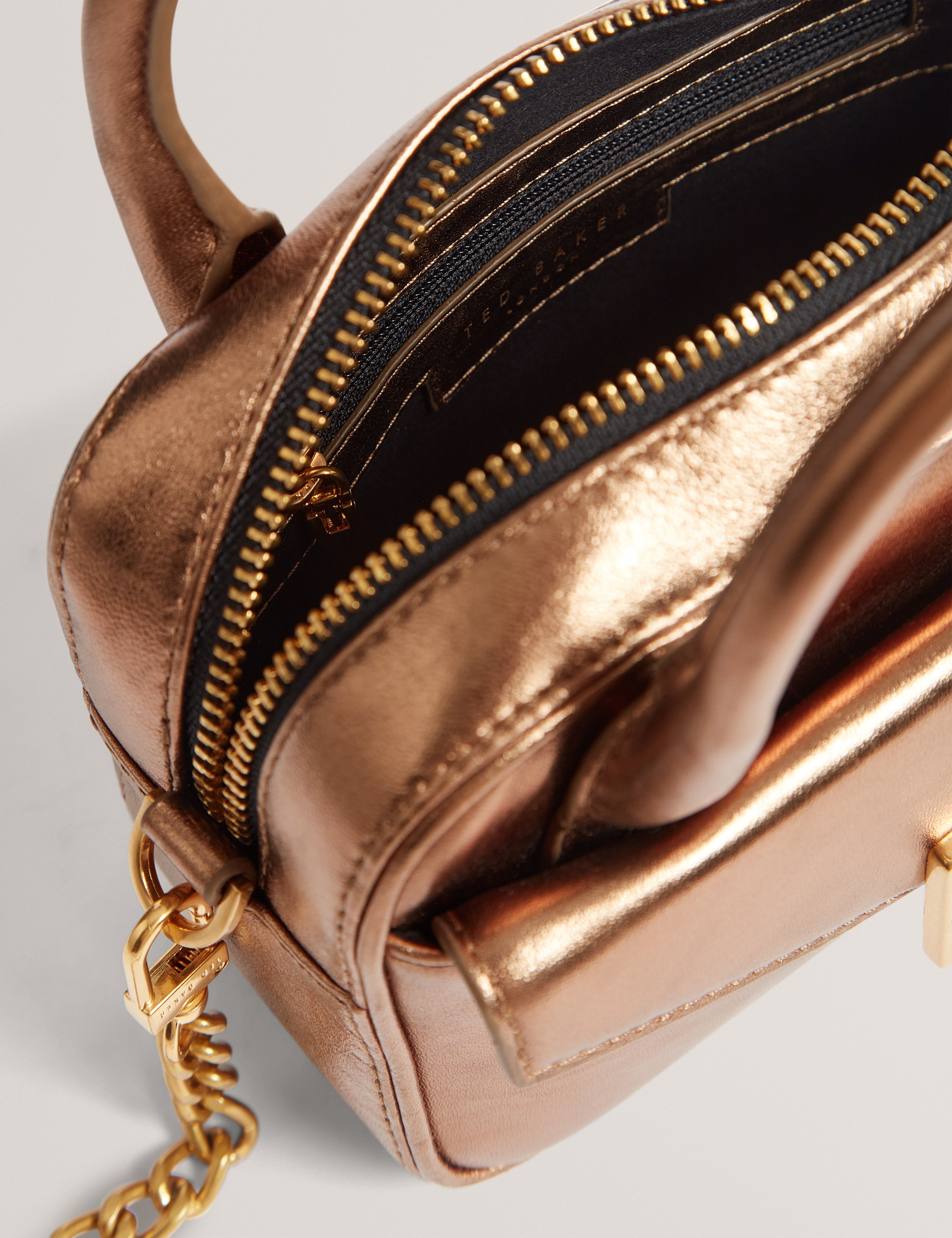 Anisaa Tb Detail Mini Metallic Leather Bag Gold