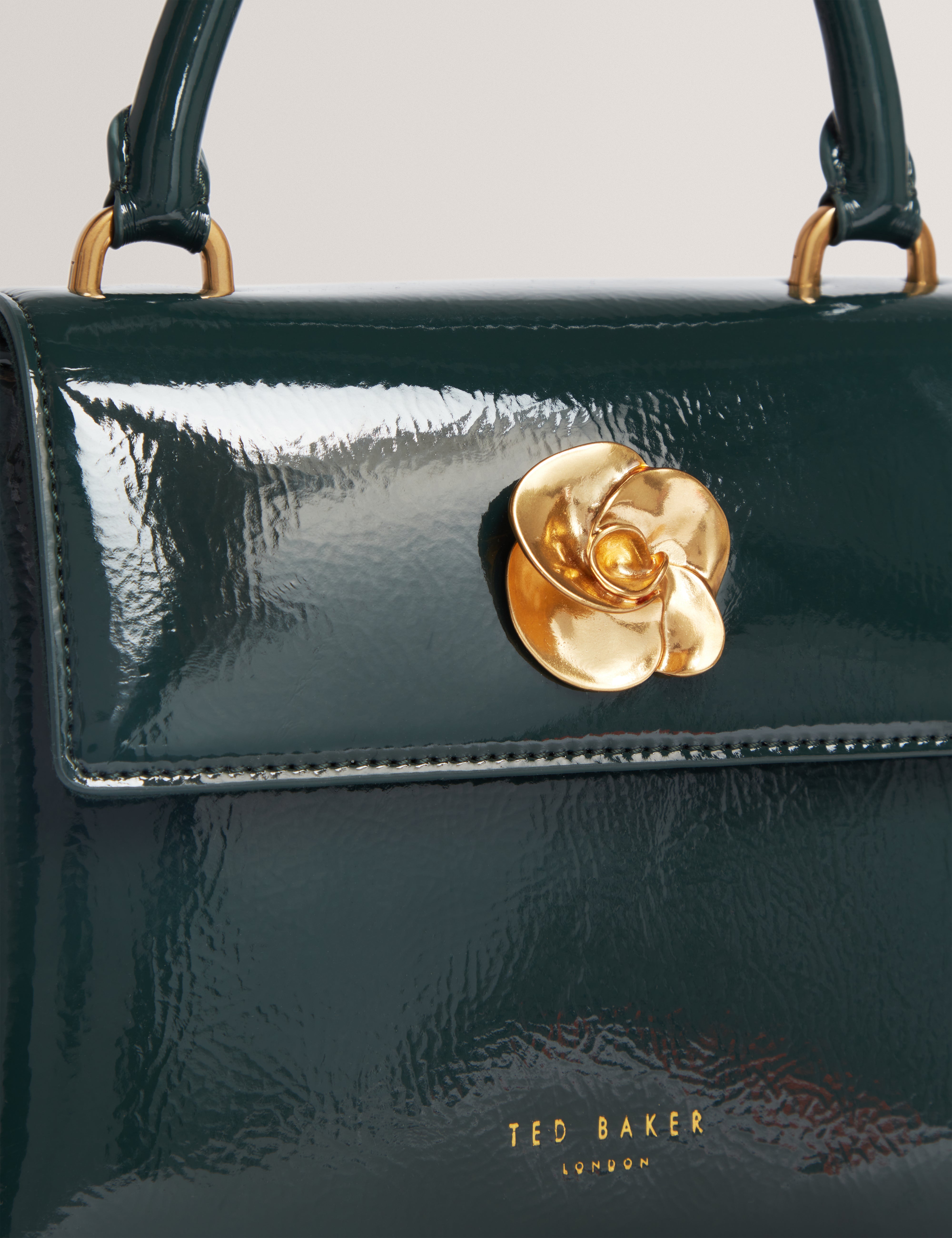 Roseau Rose Detail Mini Crinkle Bag Dk-Green
