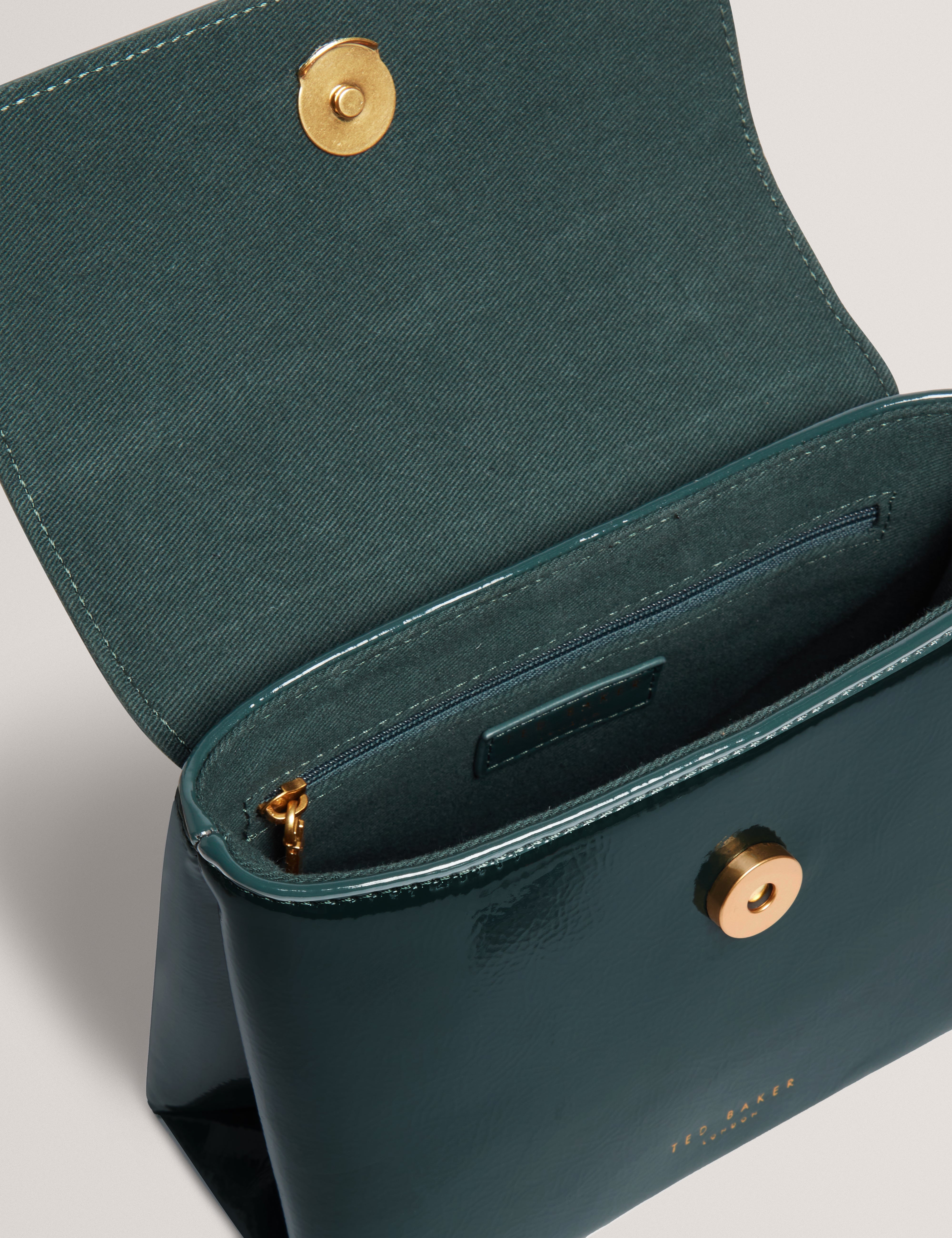Roseau Rose Detail Mini Crinkle Bag Dk-Green