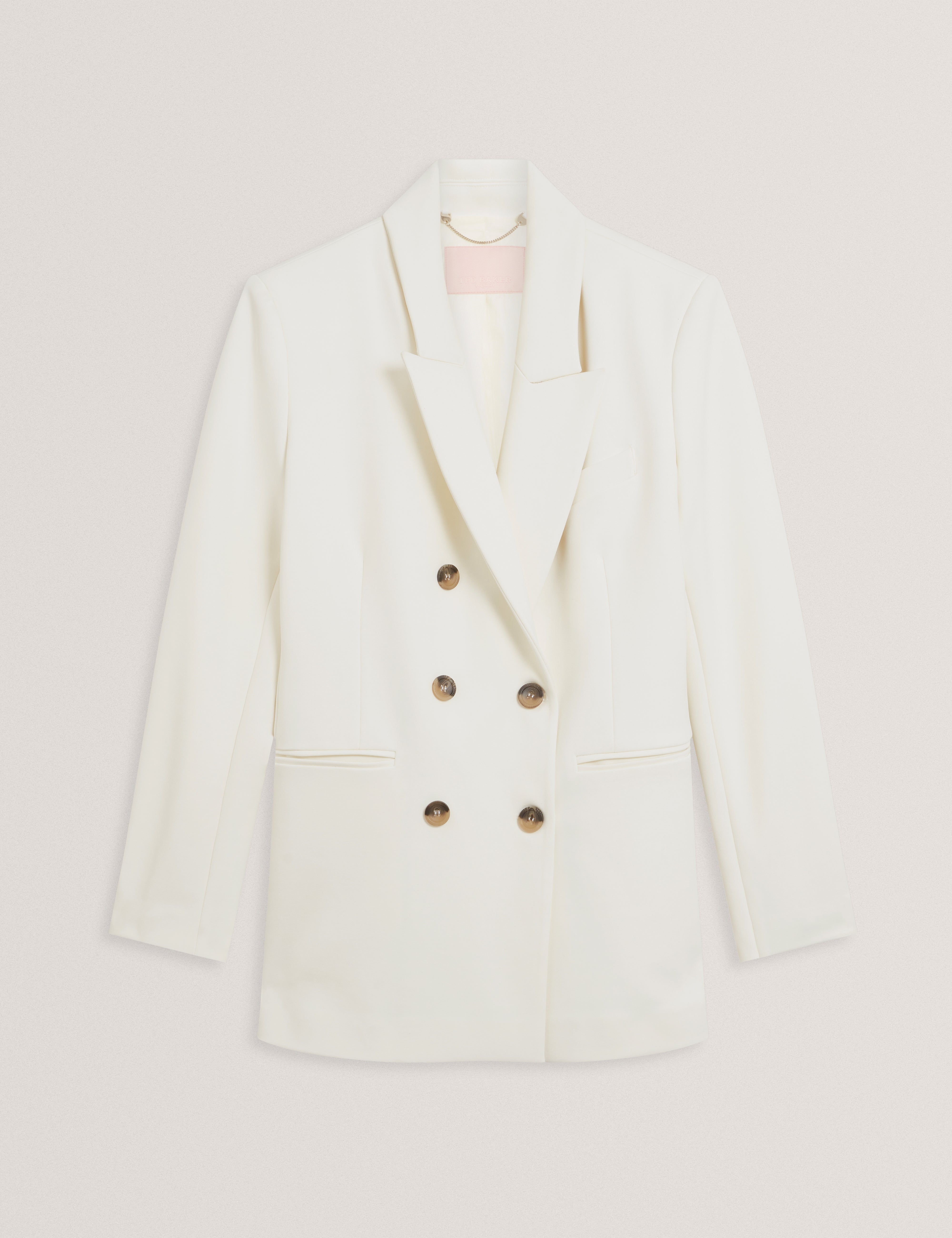 باولين بليزر بصدر مزدوج لون عاجي