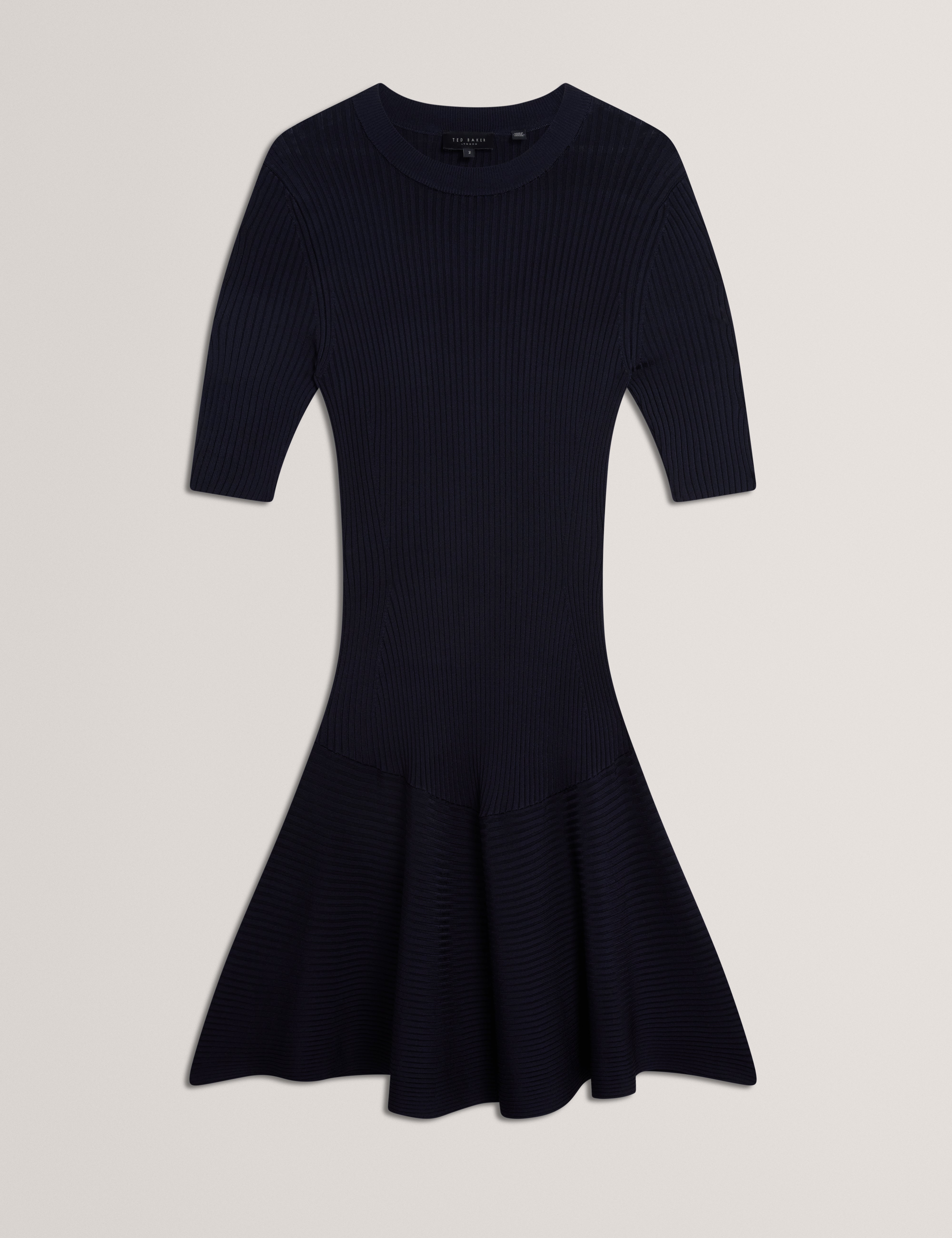 Mahraa Short Sleeve Knitted Mini Dress Navy