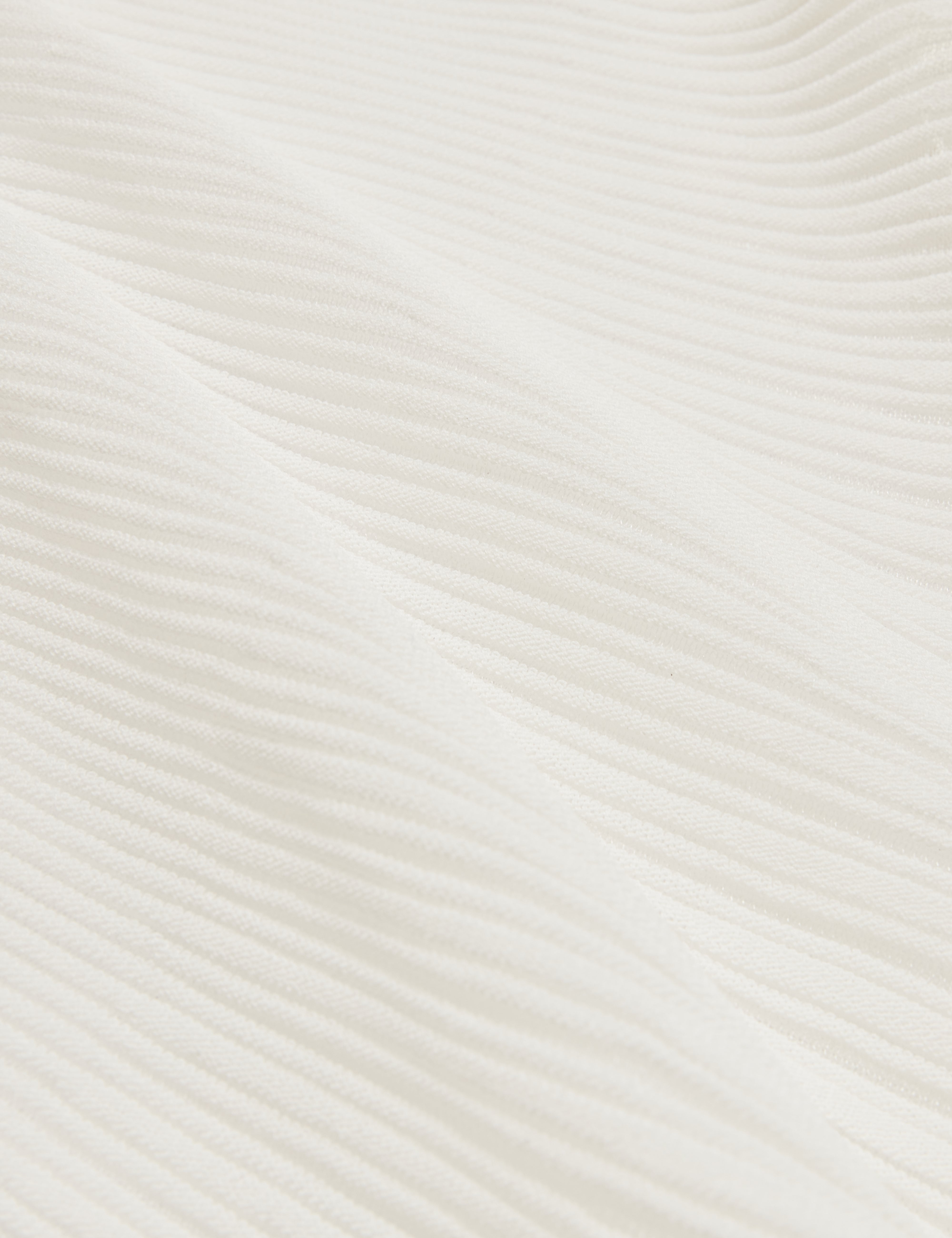 Ceyloa Long Sleeve Sheer Detail Knit Top White