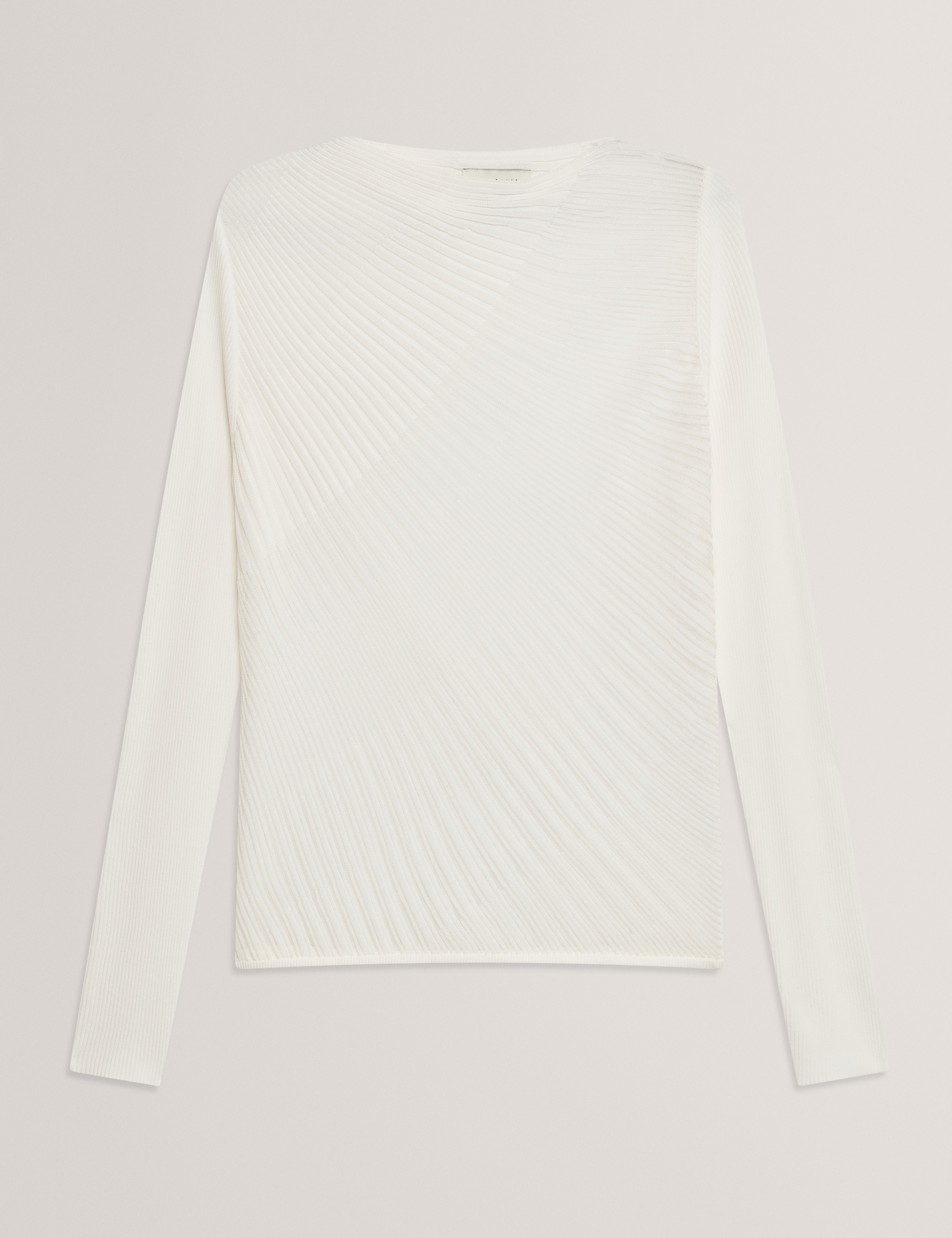 Ceyloa Long Sleeve Sheer Detail Knit Top White