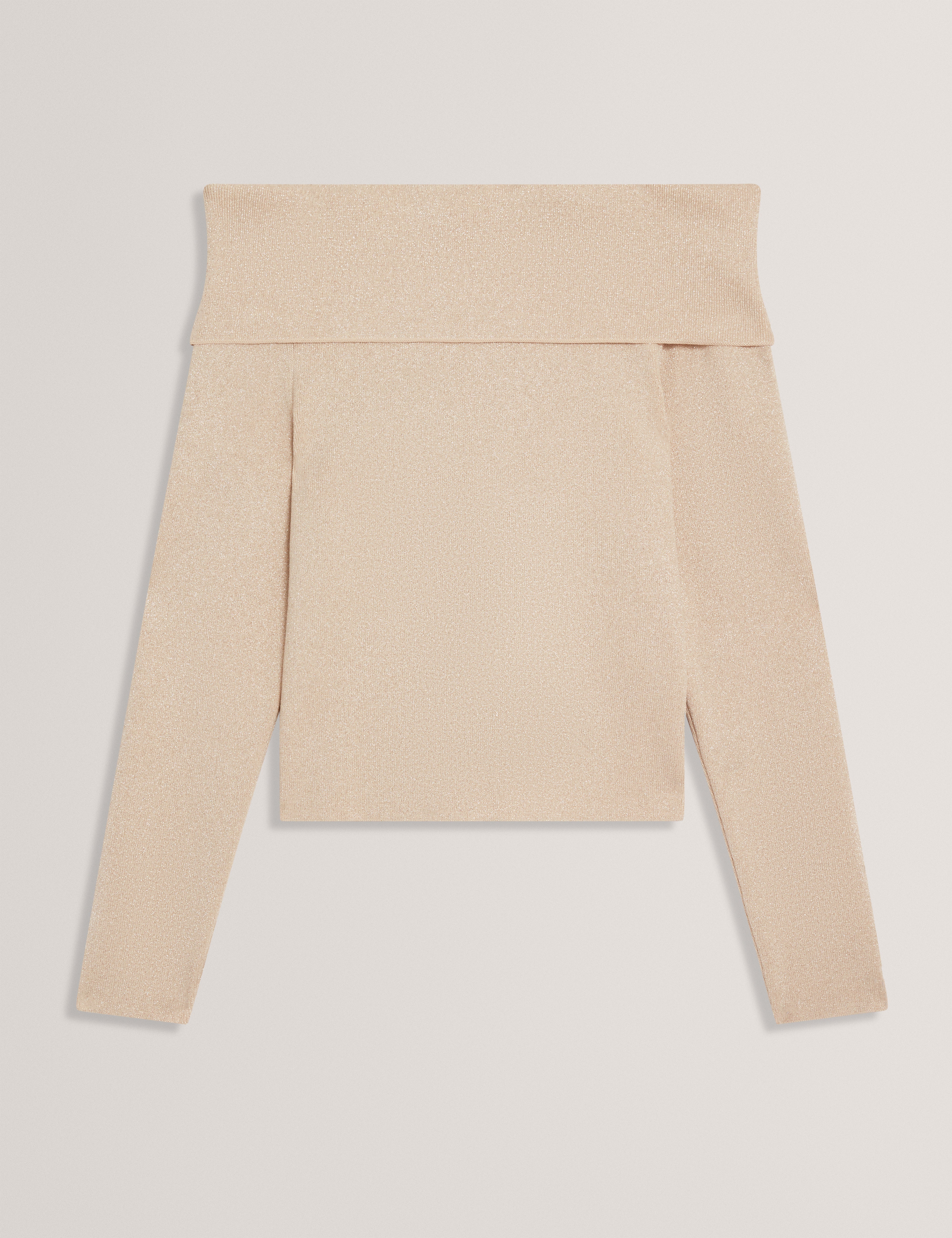 Laycii Off The Shoulder Metallic Knit Top Natural