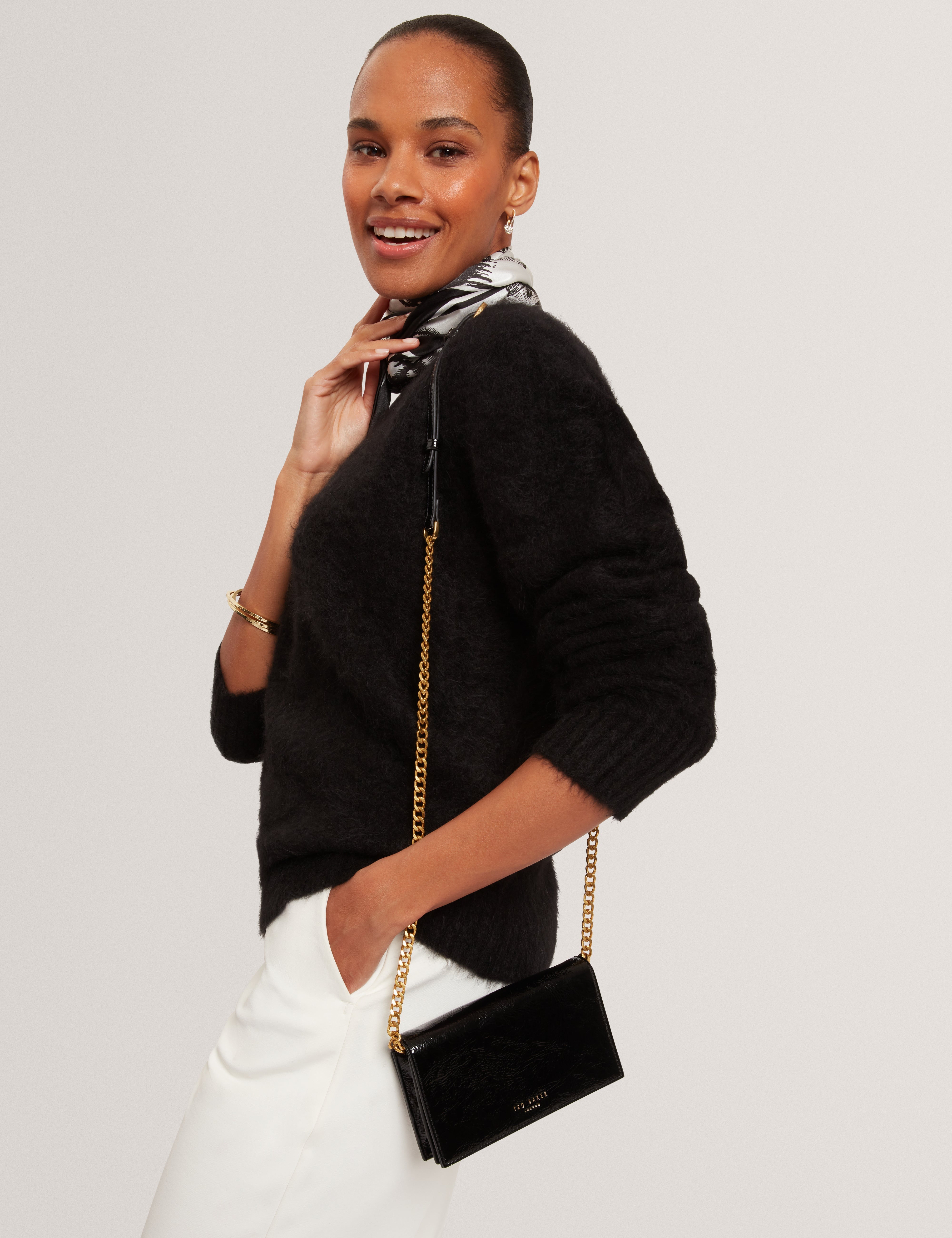Mahiraa Crossbody Flapover Bag Black