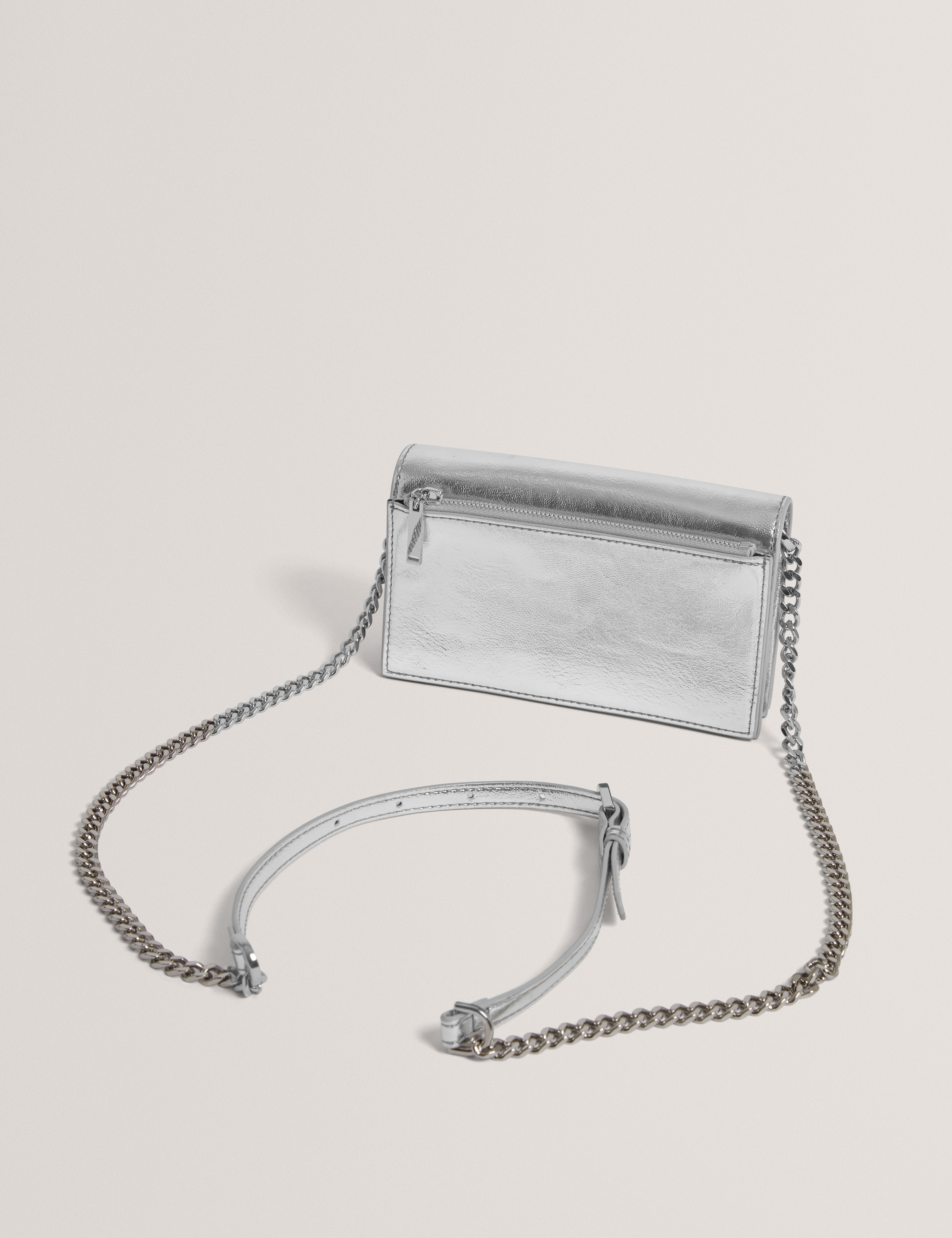 Mahiraa Crossbody Flapover Bag Silver