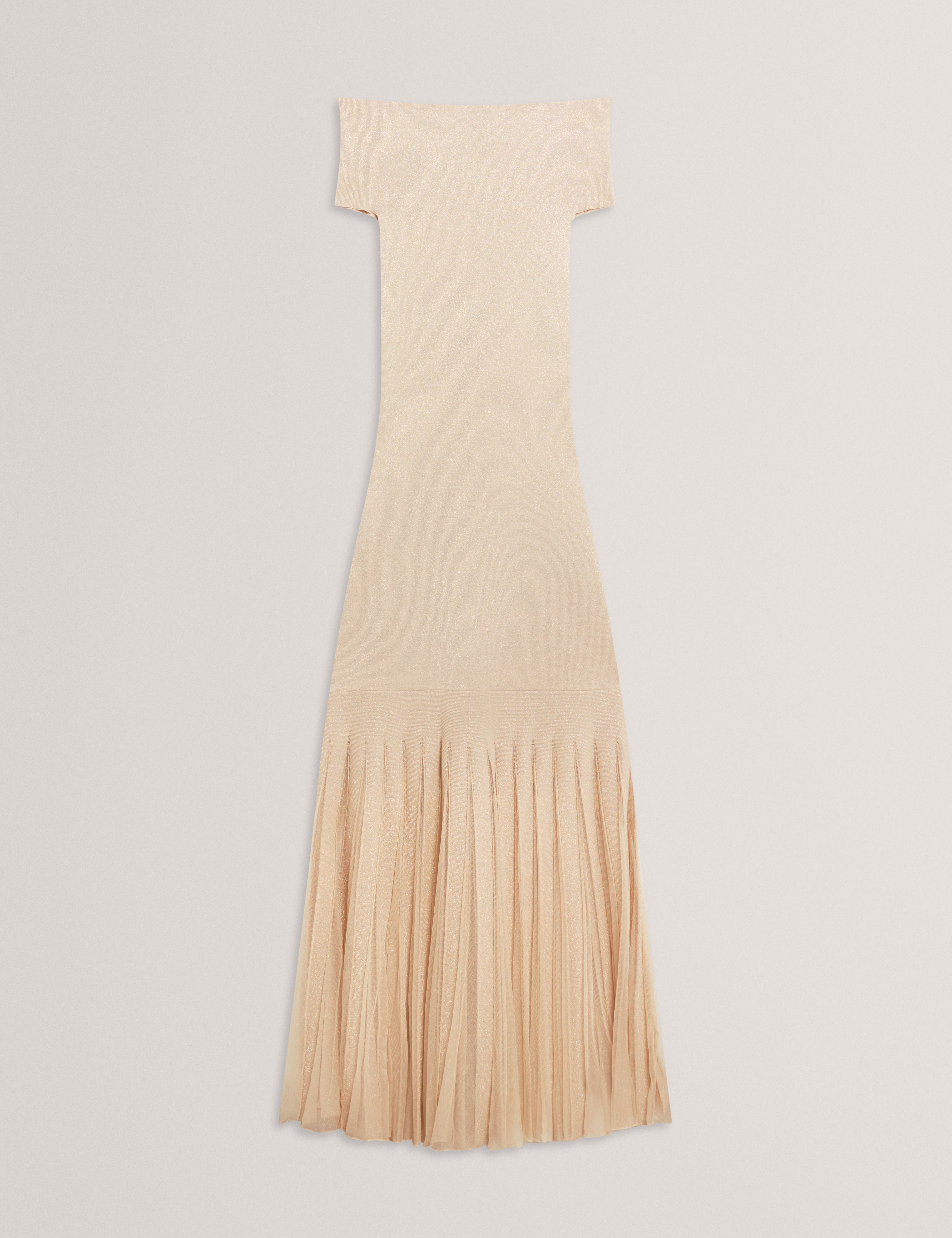 Rylla Off The Shoulder Knitted Maxi Dress Natural