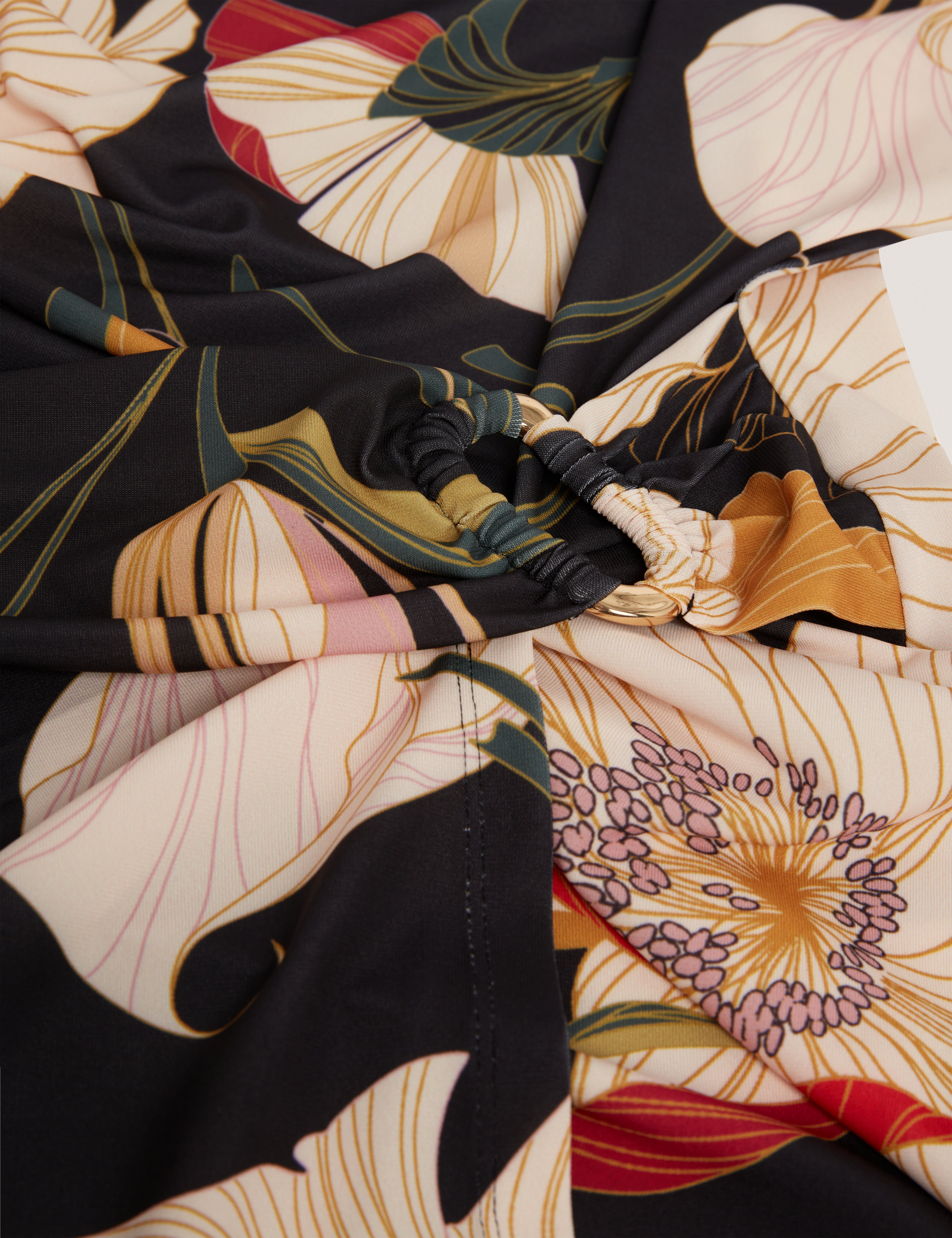 Lawria Print Wrap Midi Dress Black