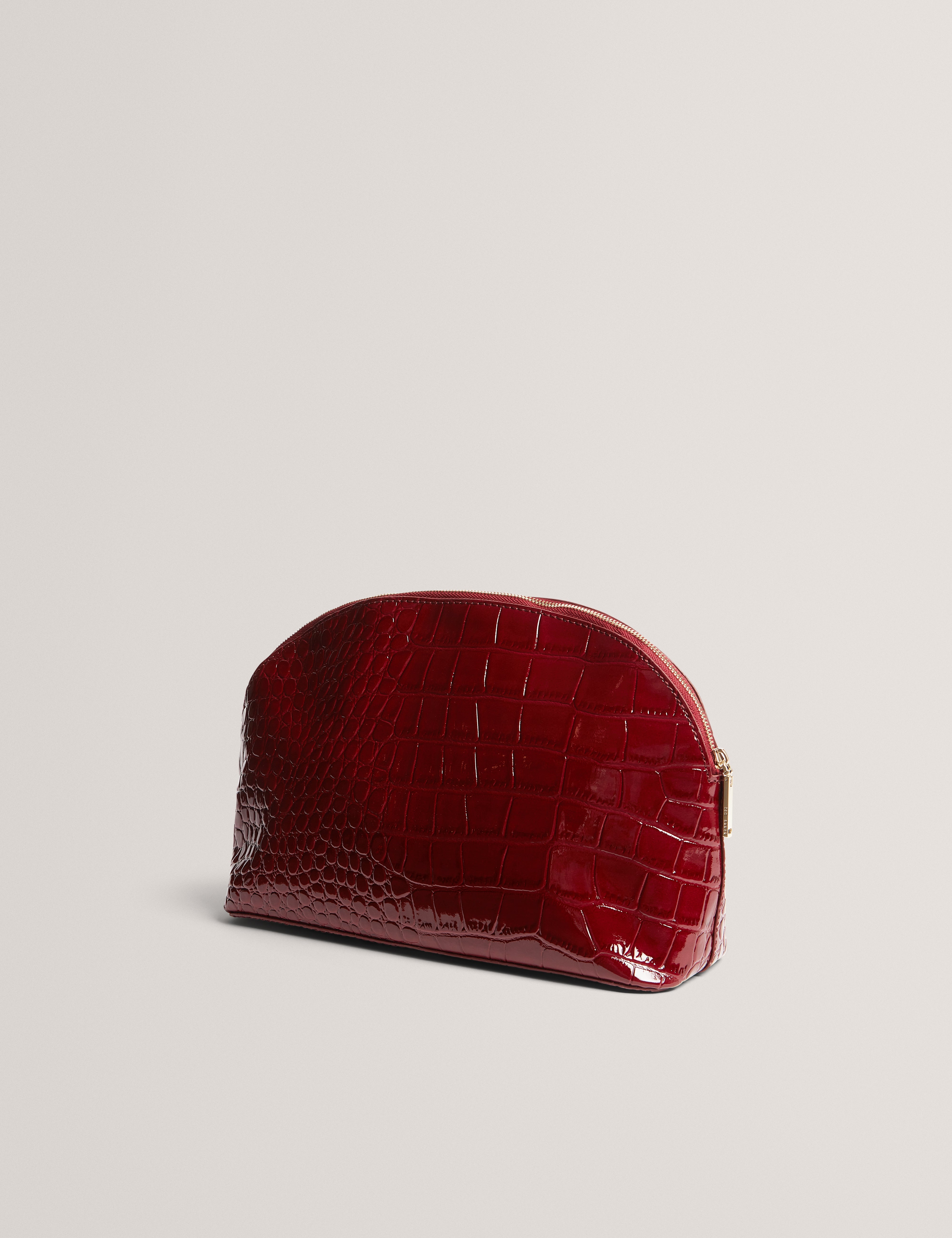 فالوريس حقيبة مستلزمات شخصية بنقشة جلد التمساح لون أحمر داكن