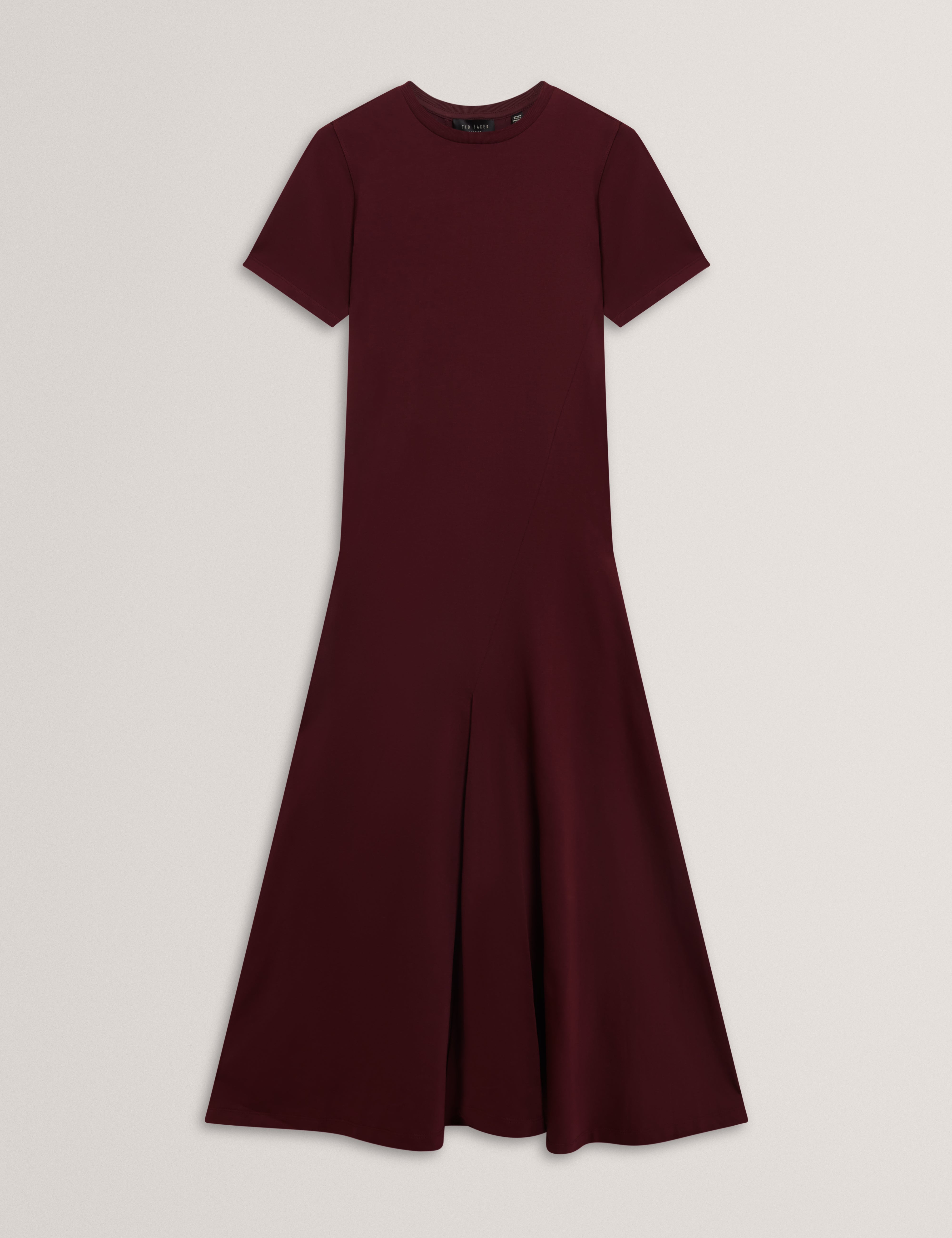Fuusia Jersey Panelled Short Sleeve Midi Dress Oxblood