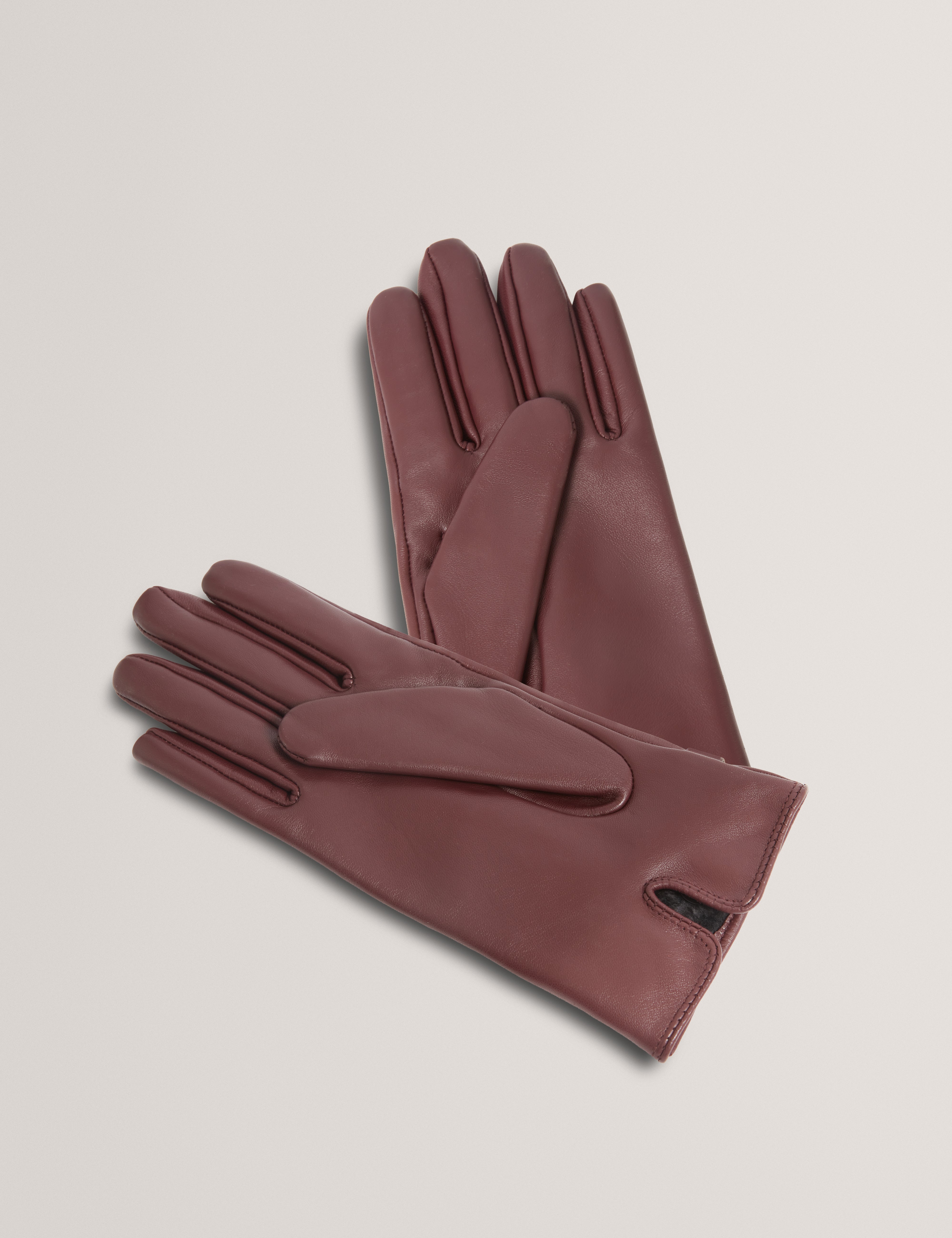 جيللا قفازات جلدية باللون الأحمر الداكن