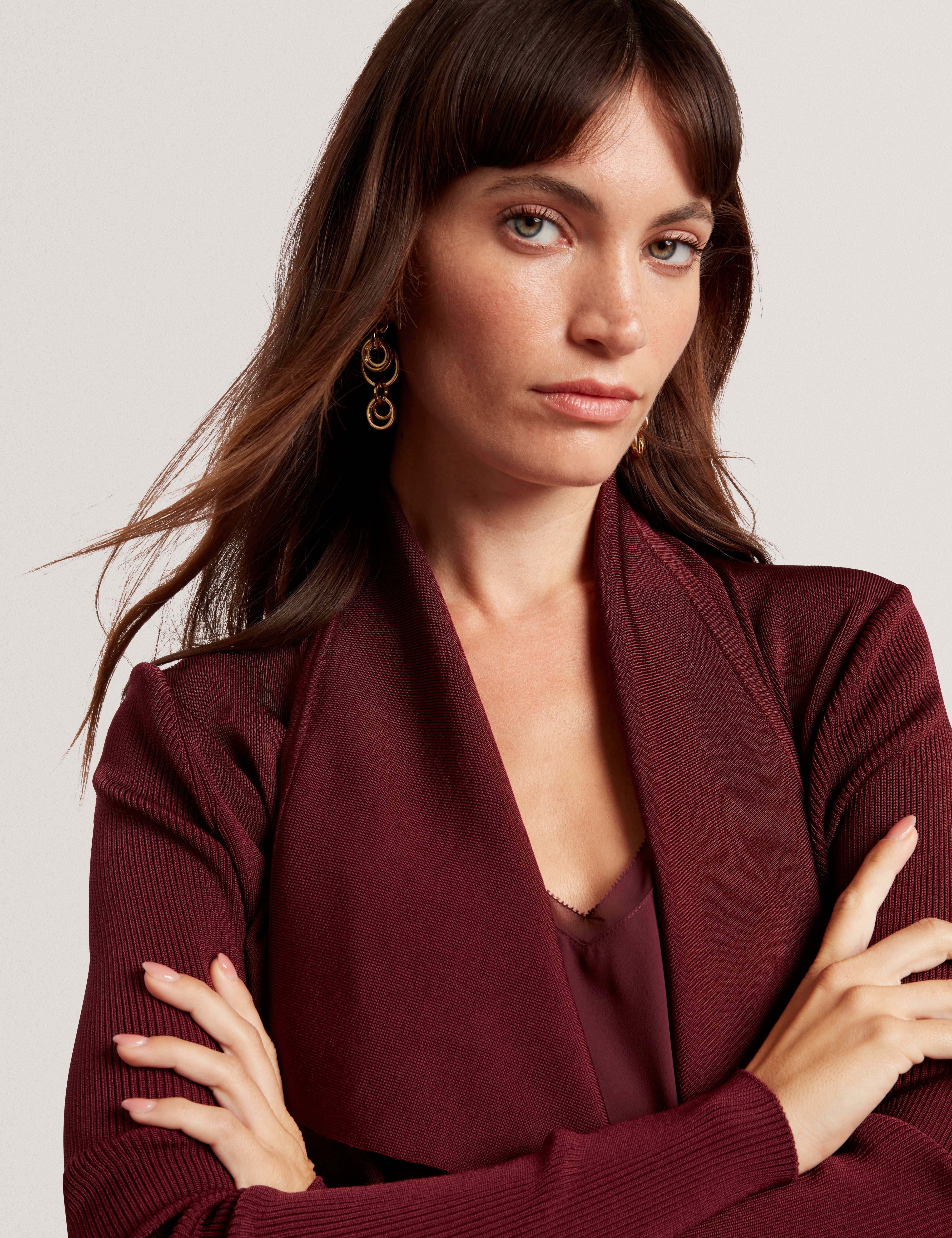 Elliyy Waterfall Front Cardigan Maroon