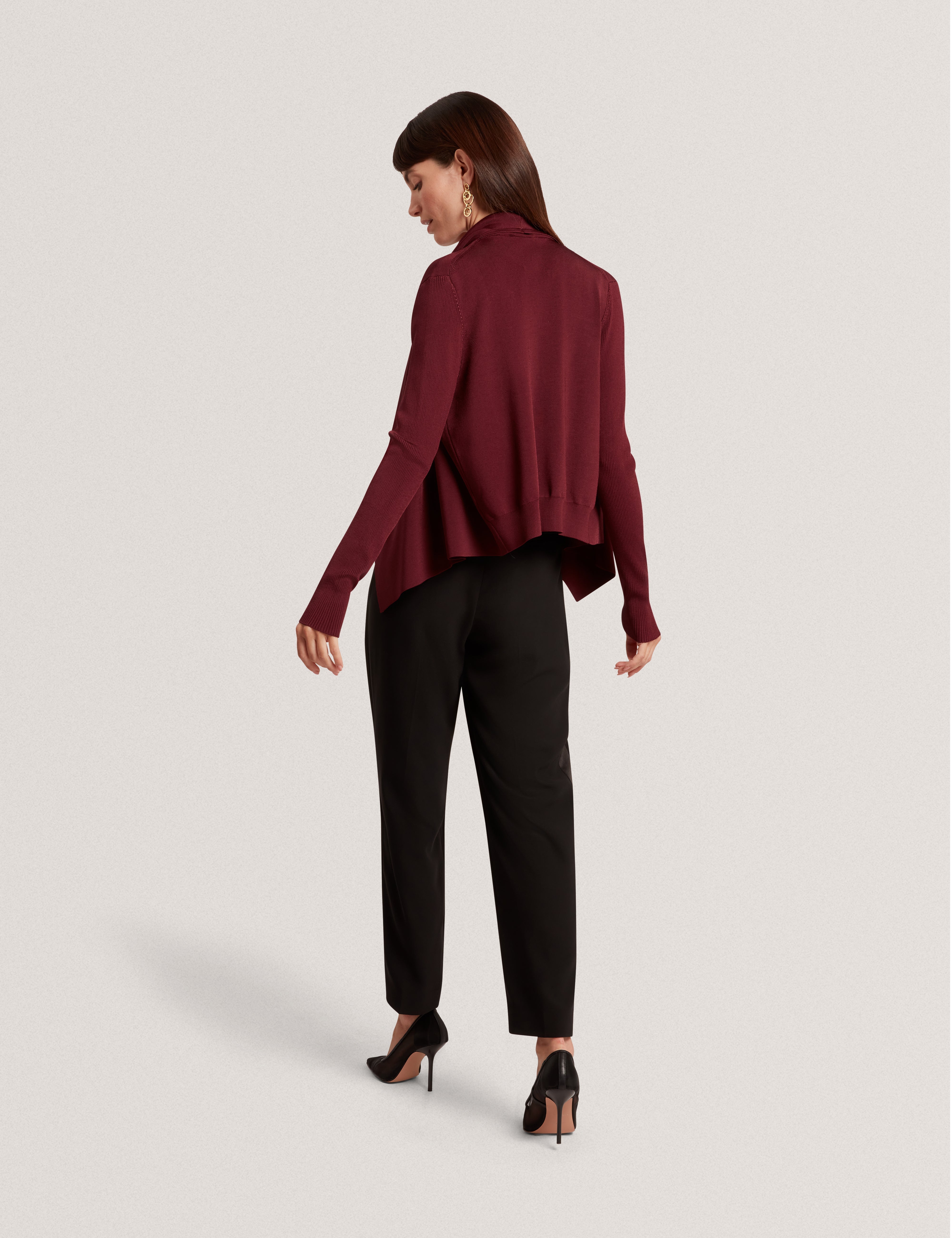 Elliyy Waterfall Front Cardigan Maroon