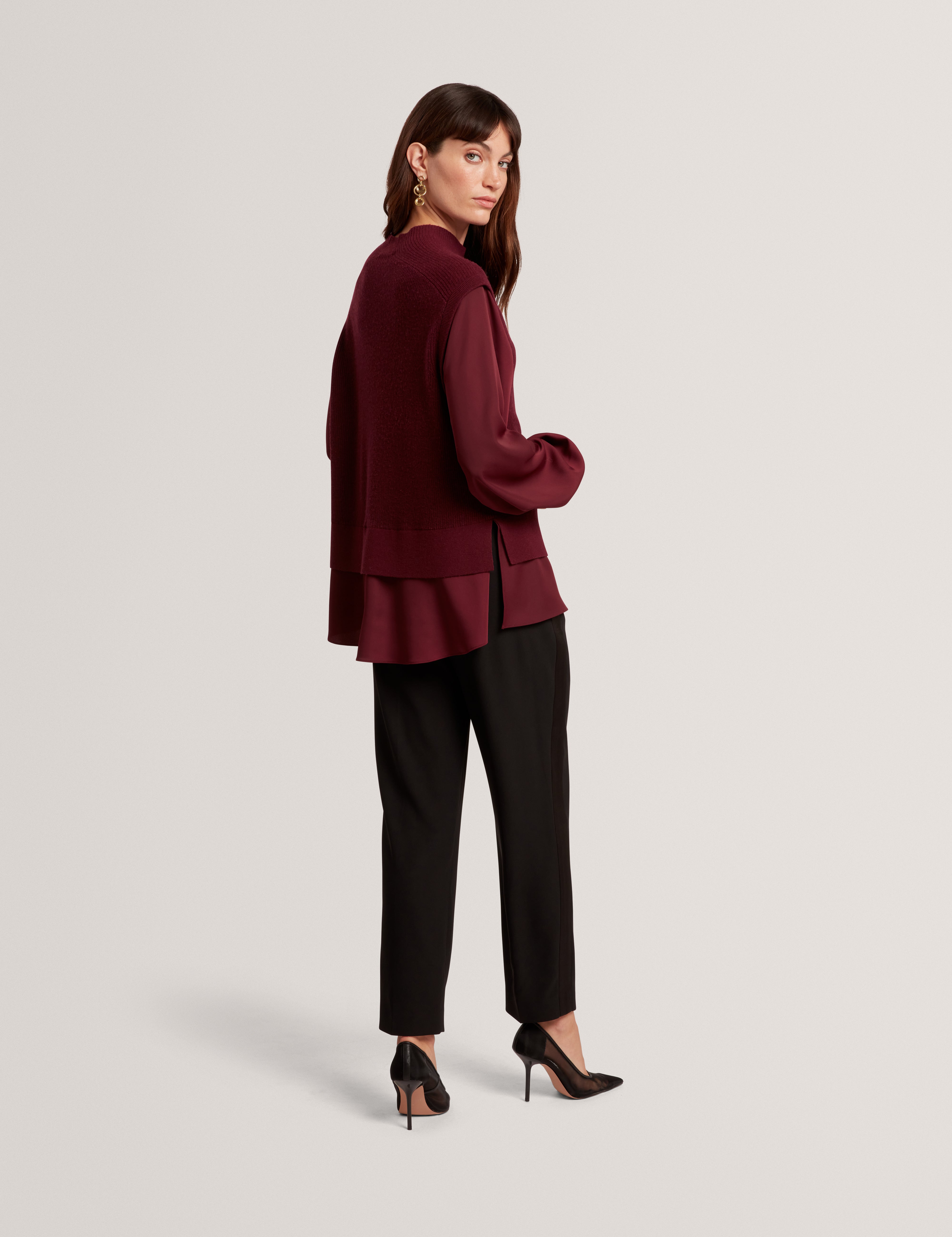 كايسي سترة محبوكة باللون الكستنائي