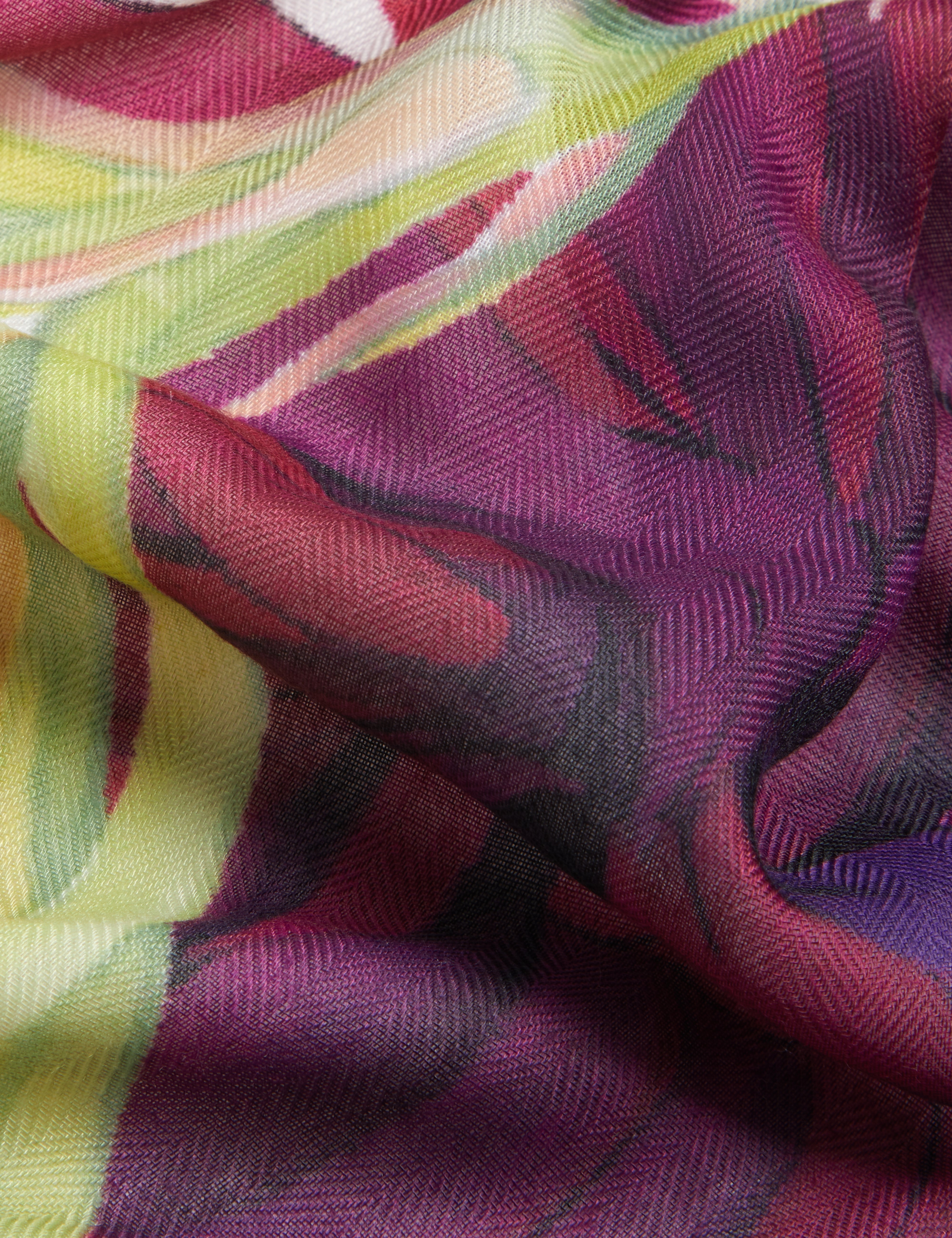 Dahliya Herringbone Long Printed Scarf Cream