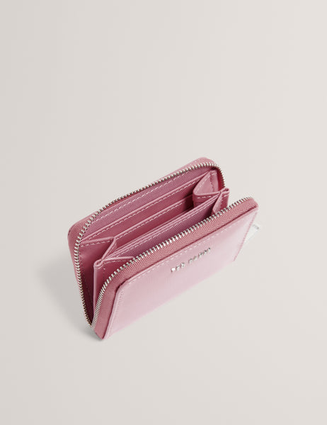 MAI SOLI Women's Zip-Around Wallet – Pink Cosmos Flower Design, Leather, Multiple Card Slots & Coin Pocket