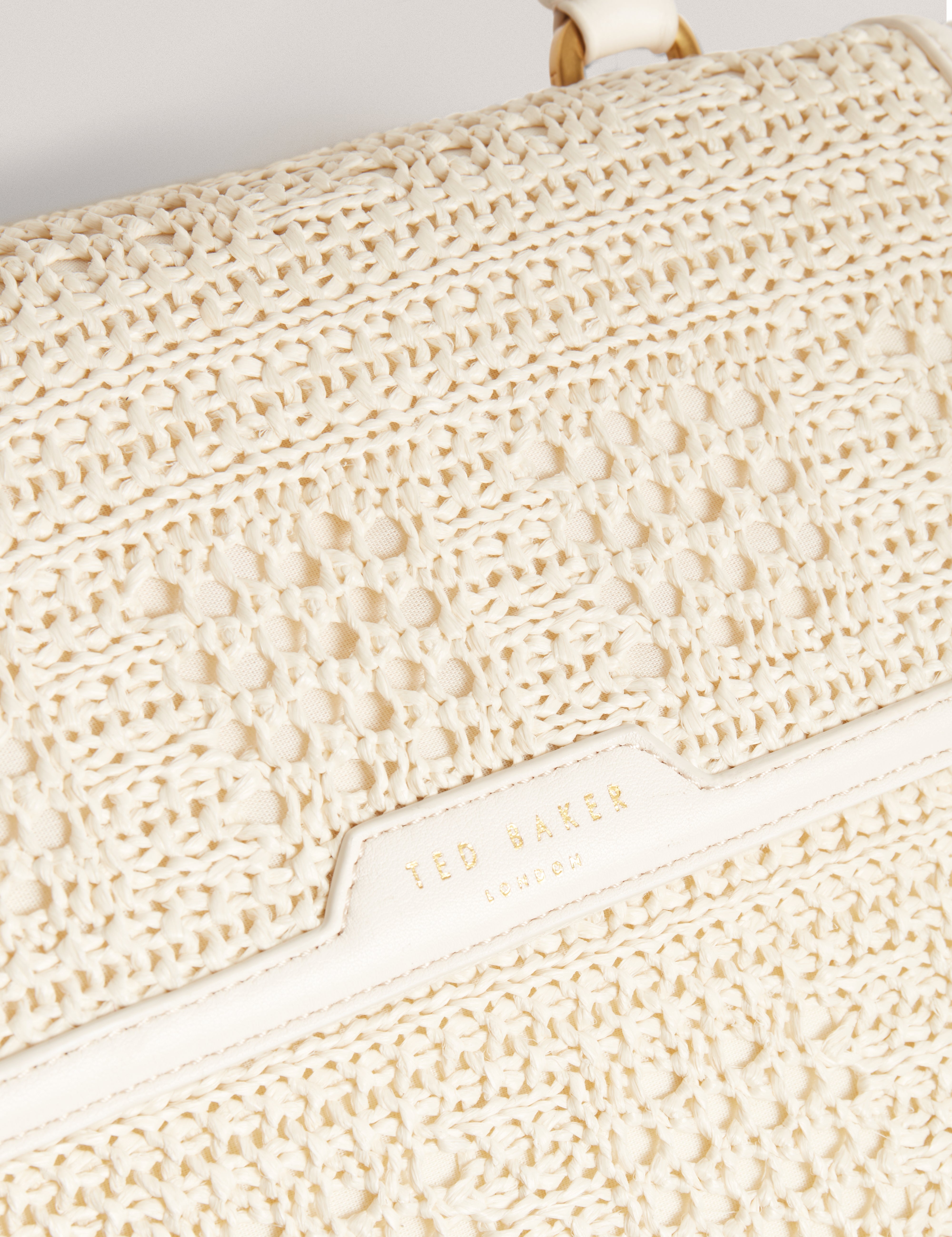 Pamissa Raffia Straw Top Handle Bag Ivory