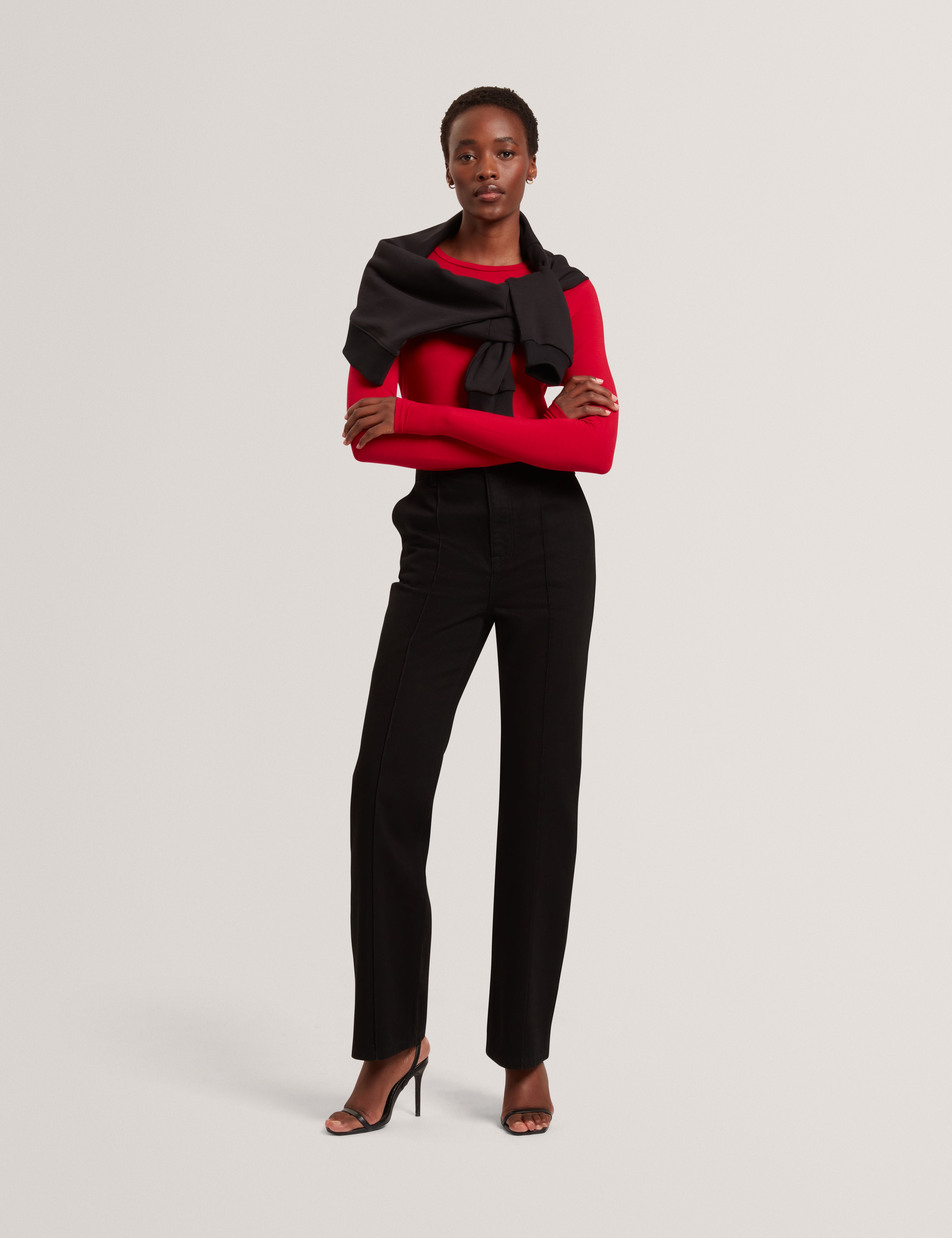 Arania Long Sleeve Fitted Jersey Top Dk-Red