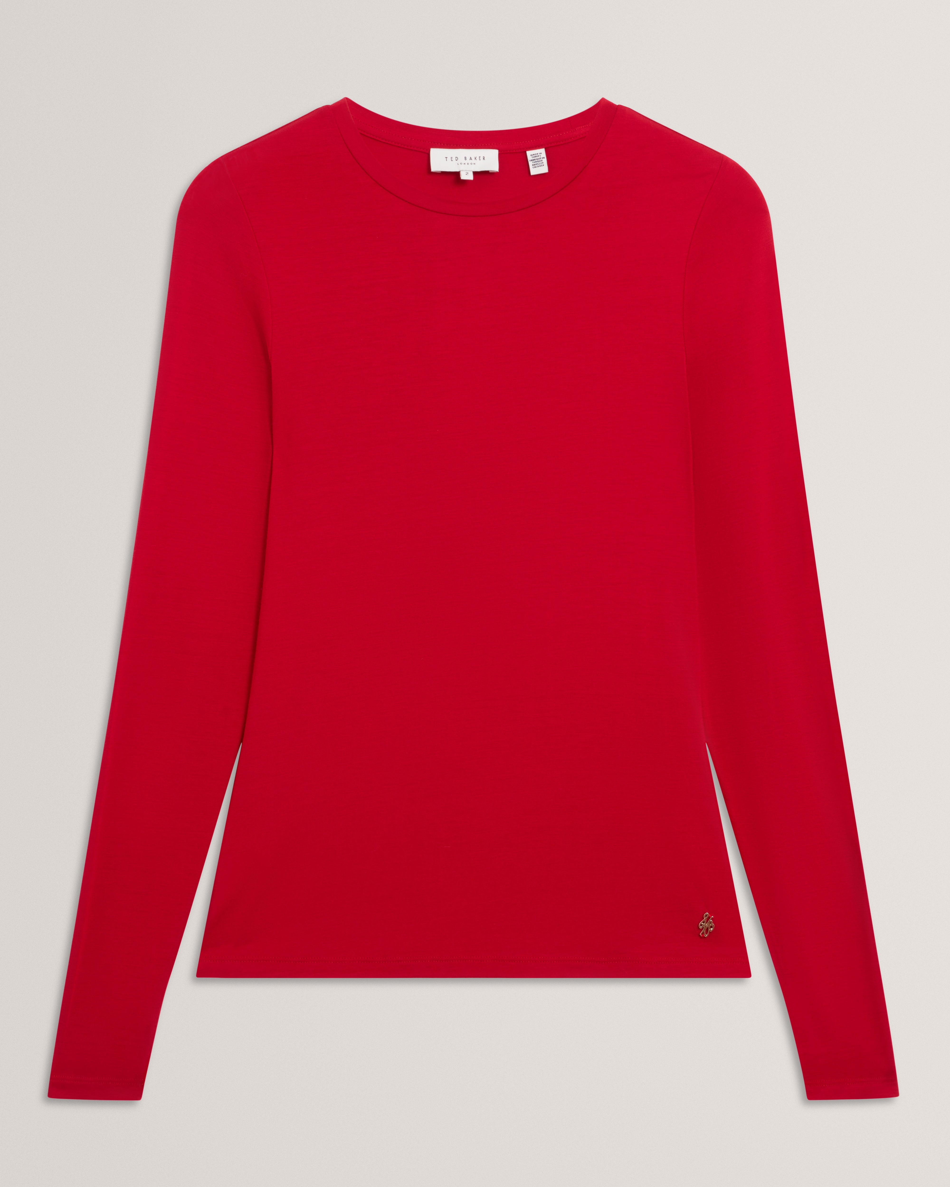 Arania Long Sleeve Fitted Jersey Top Dk-Red