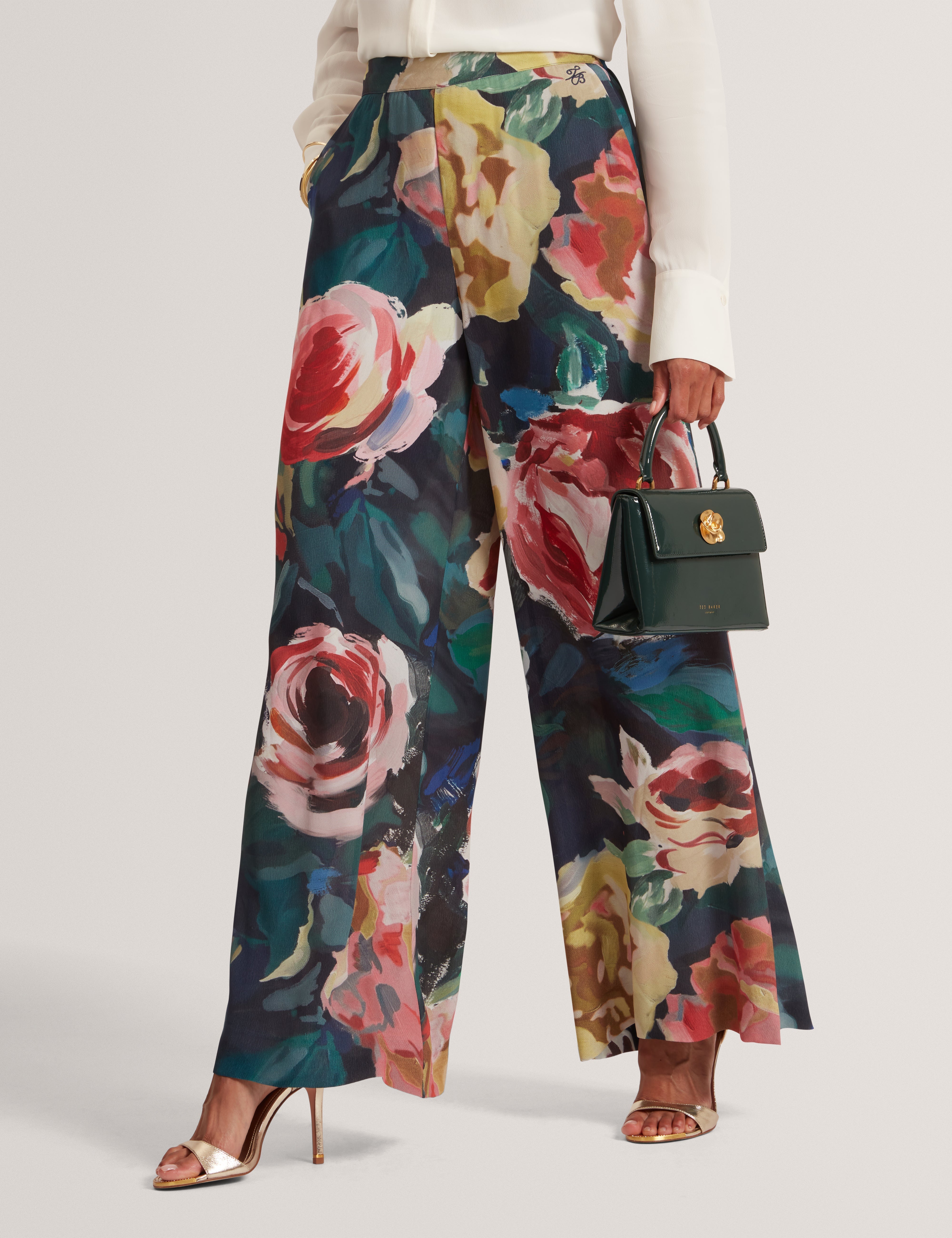 Opulena Printed Wide Leg Trouser Navy