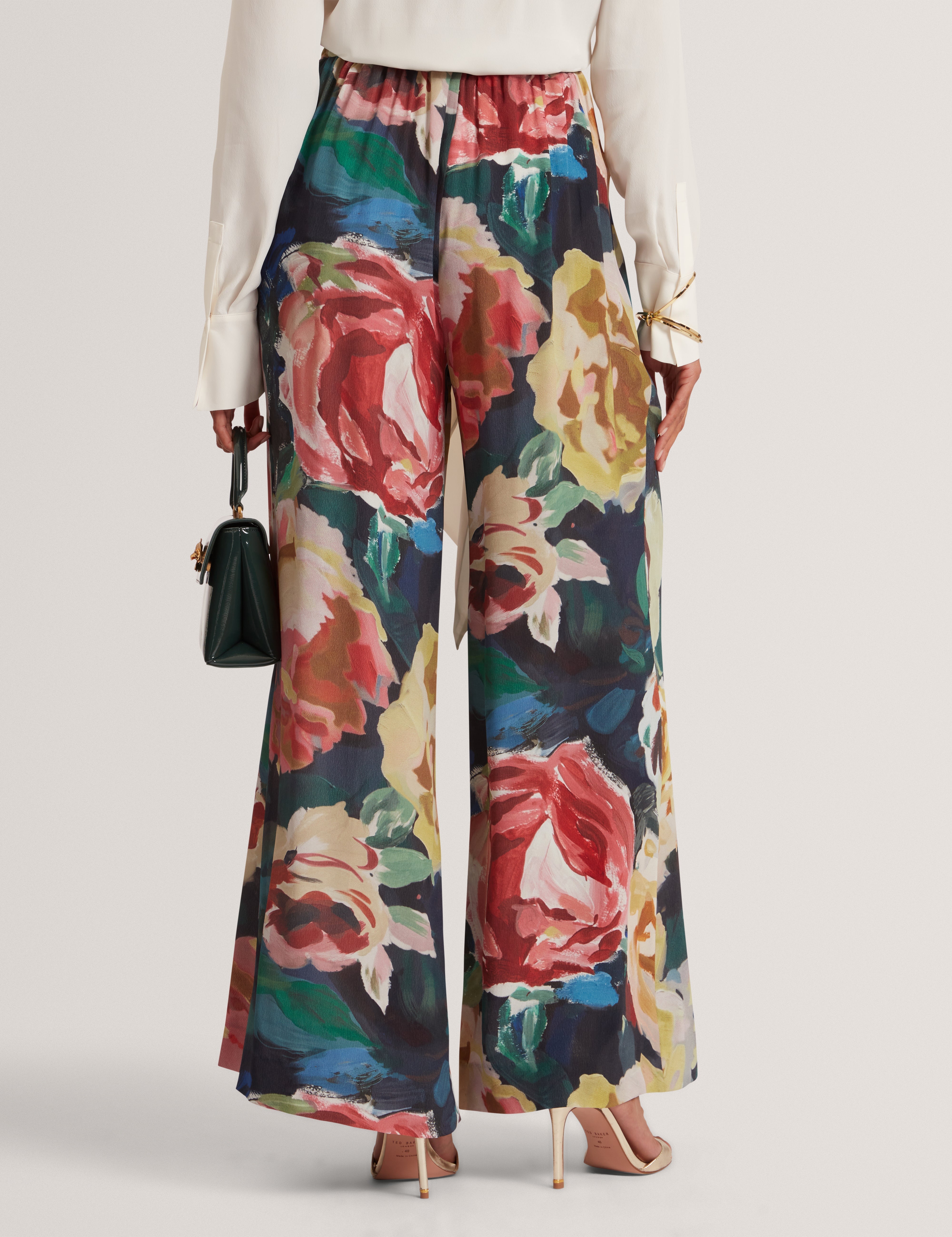 Opulena Printed Wide Leg Trouser Navy
