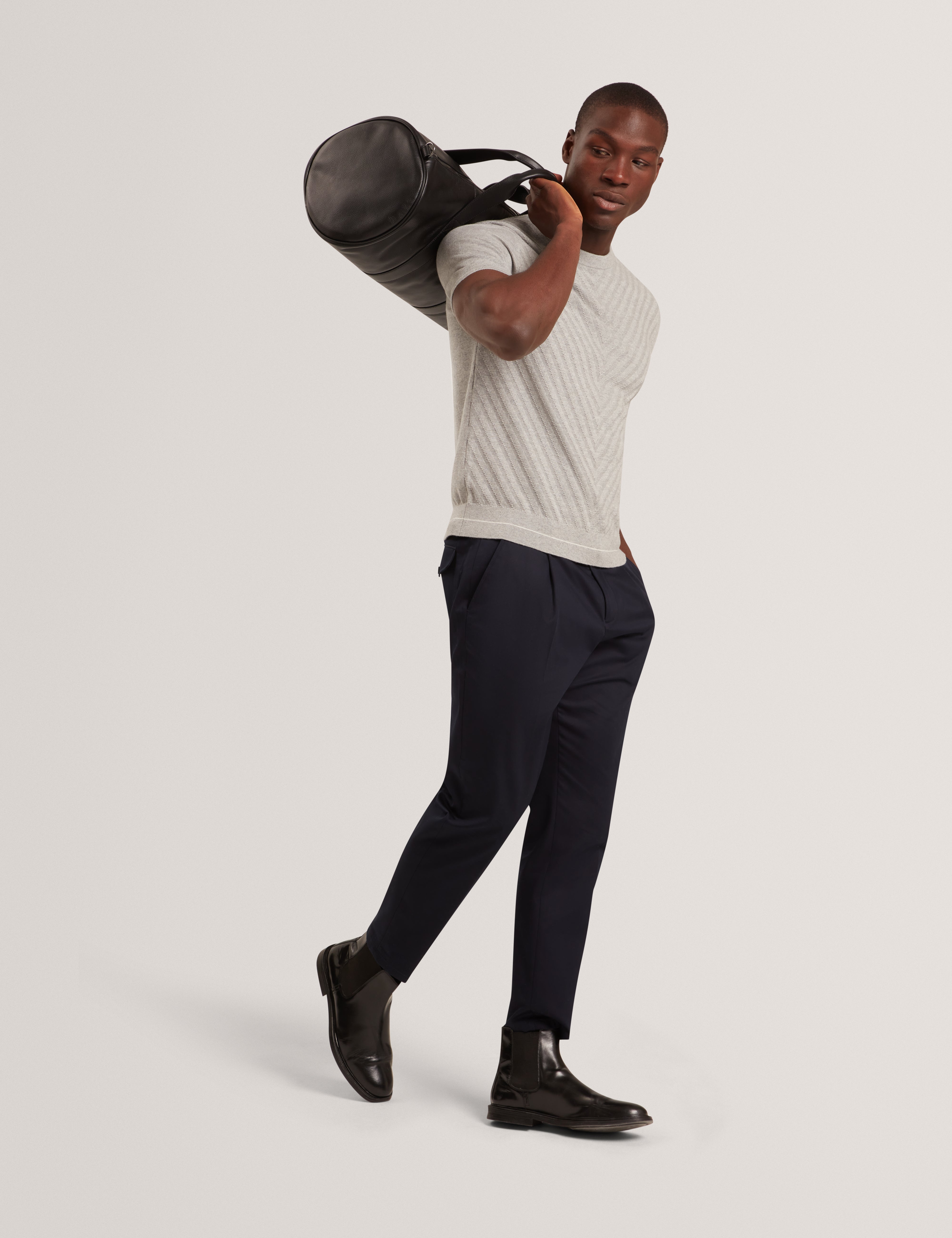 Canon Short Sleeve Chevron Stitch T Shirt Lt-Grey