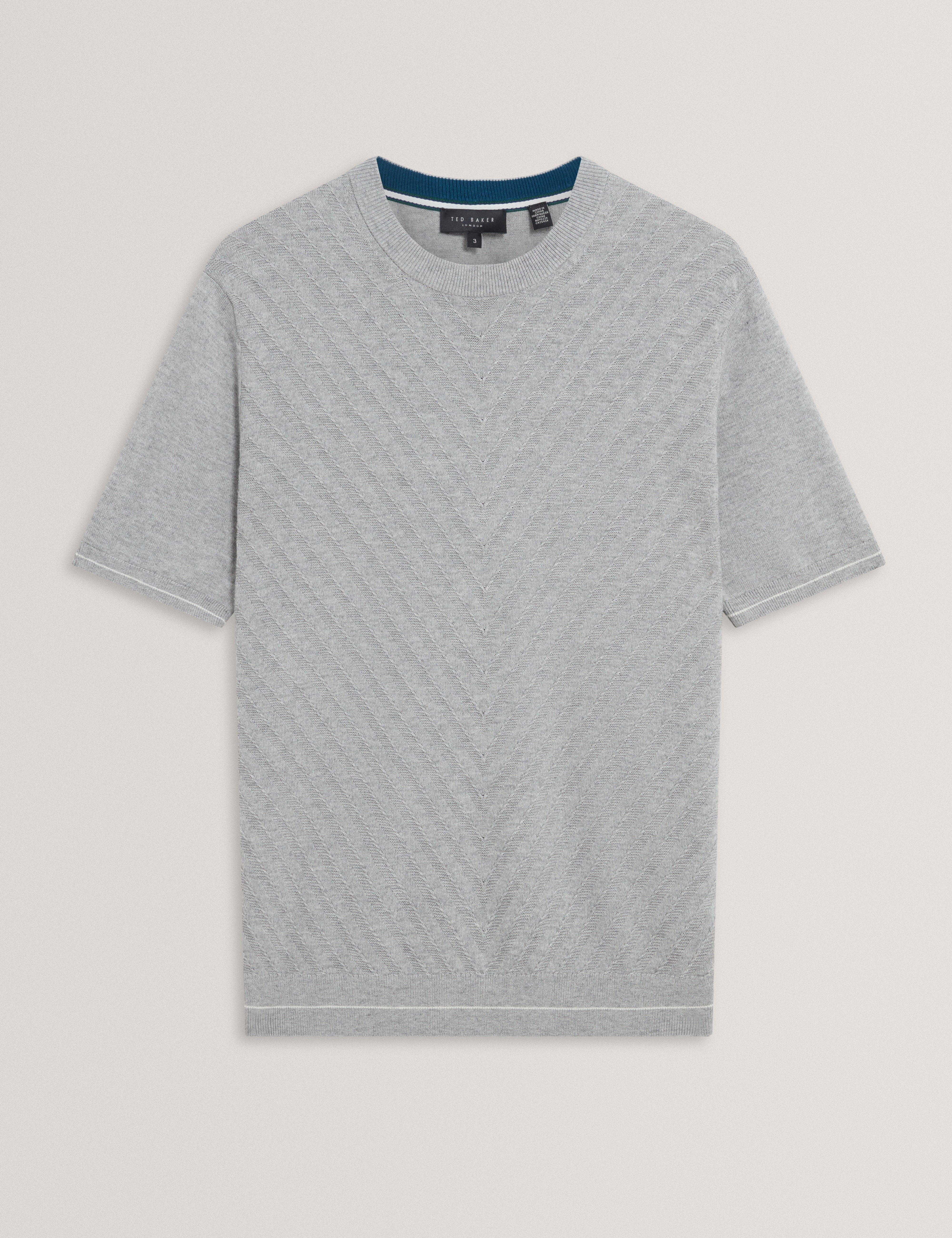 Canon Short Sleeve Chevron Stitch T Shirt Lt-Grey