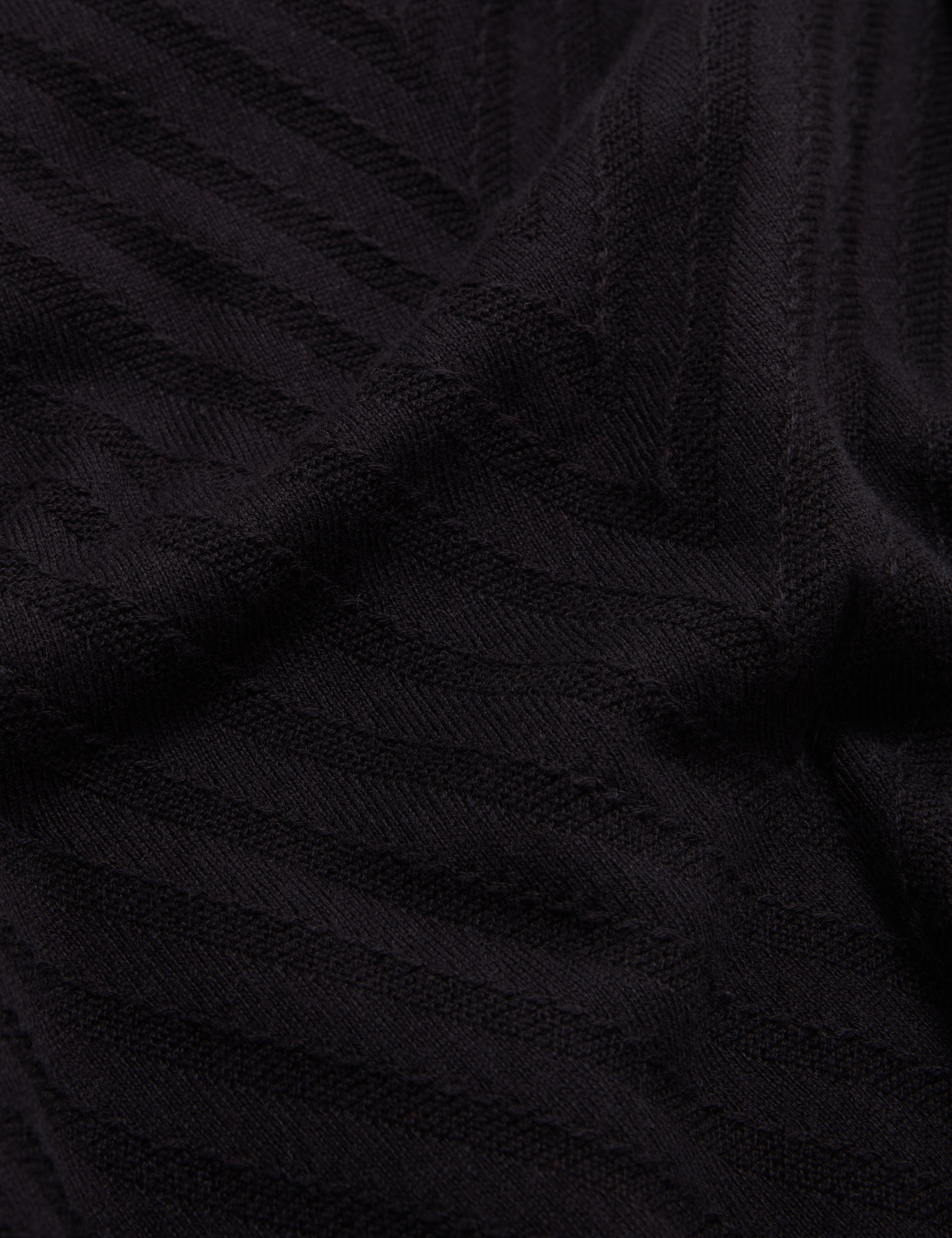 Chapal Short Sleeve Chevron Stitch Polo Black