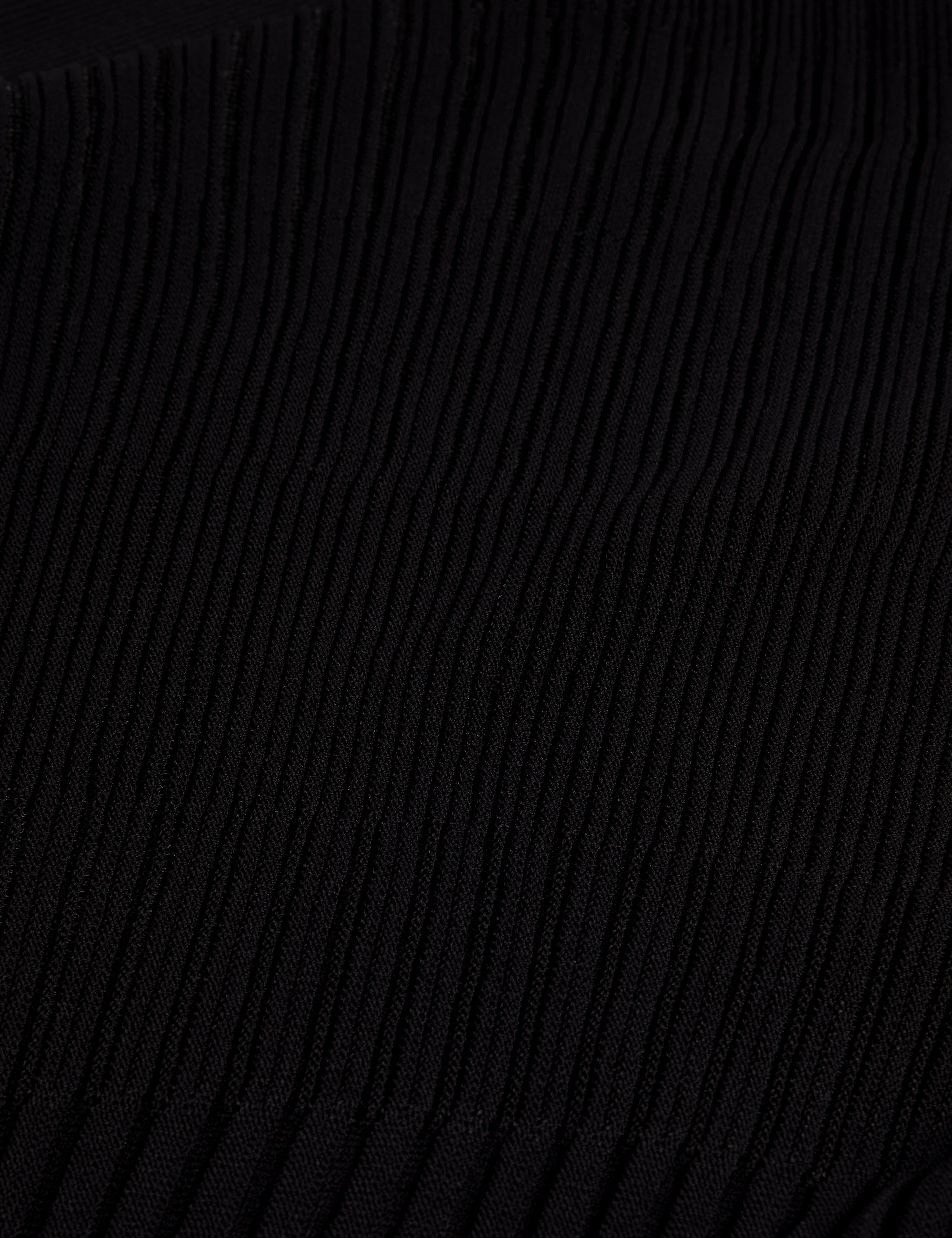 Ceyloaa Long Sleeve Sheer Detail Knit Top Black