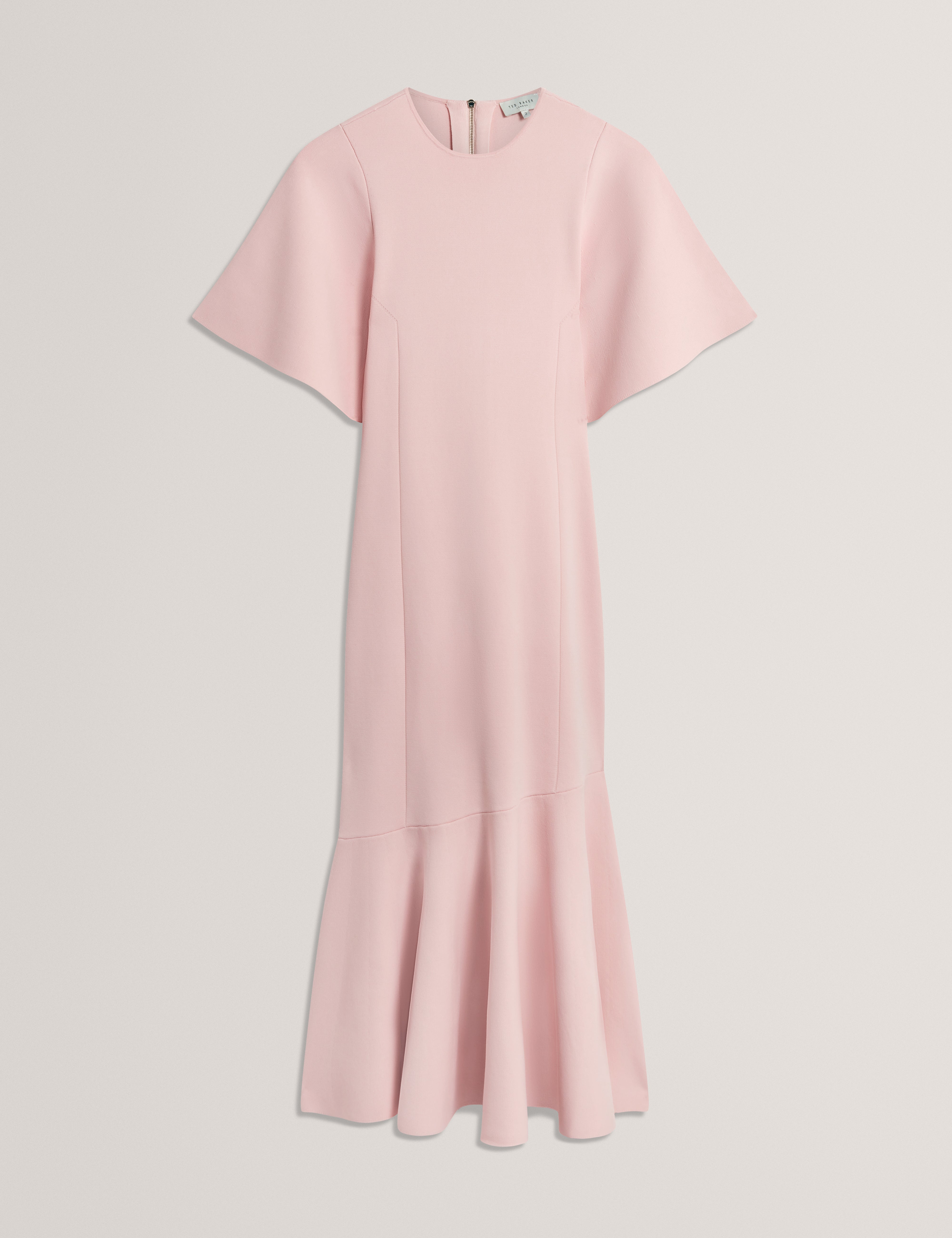 Receda Short Sleeve Knit Midi Dress Pink
