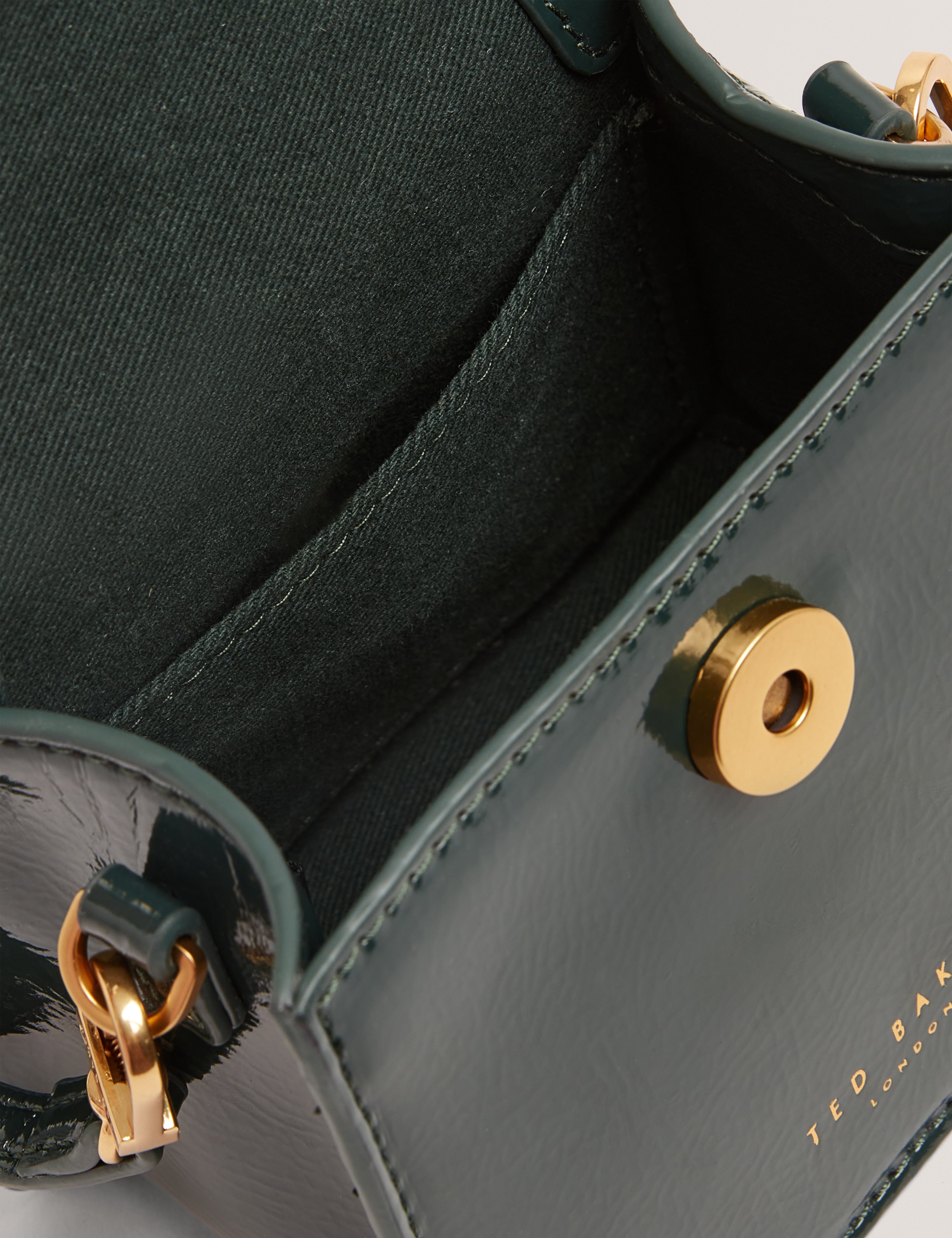 Roselah Rose Detail Square Mini Top Handle Bag Dk-Green