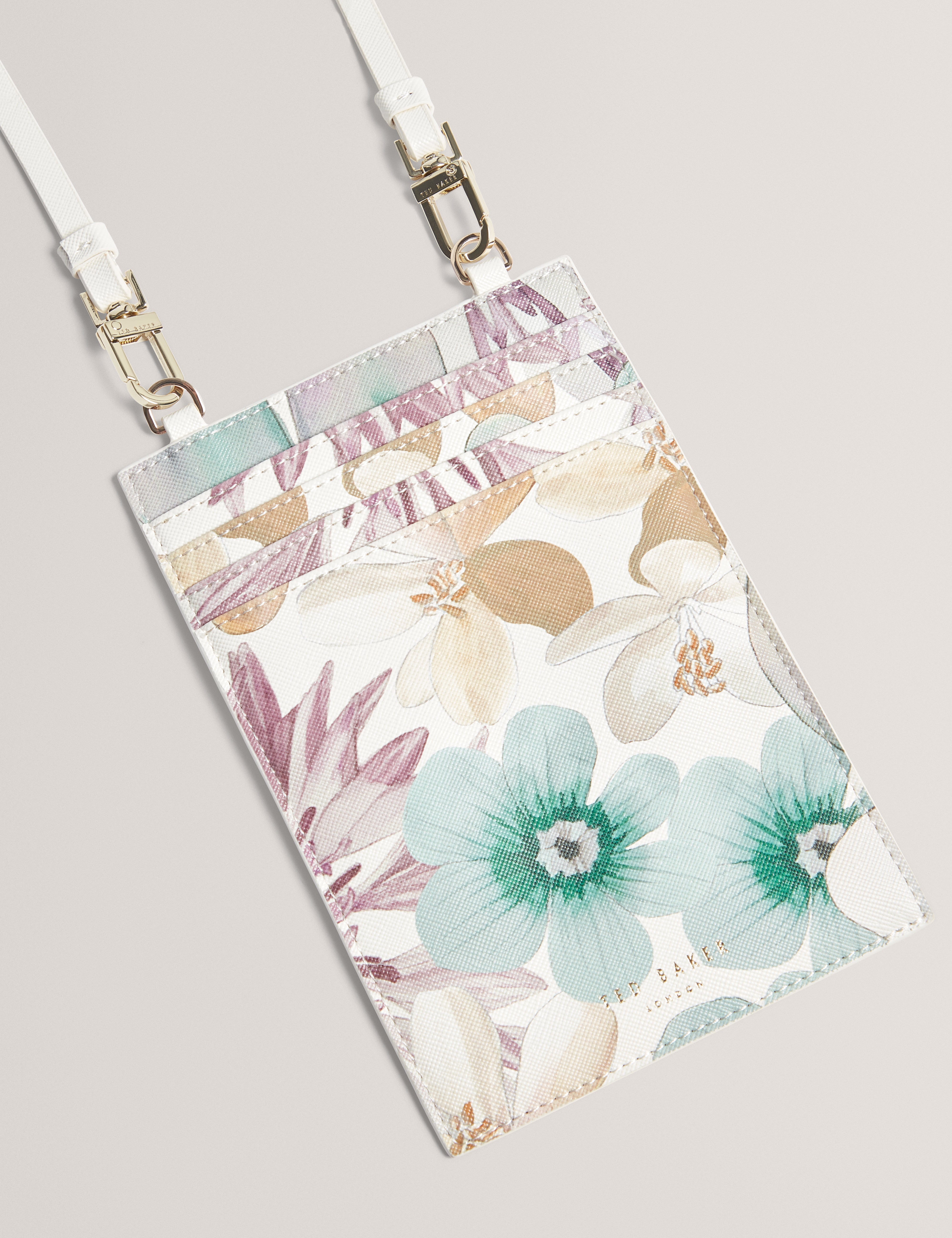 Hallisa Petal Printed Phone Pouch Lanyard White