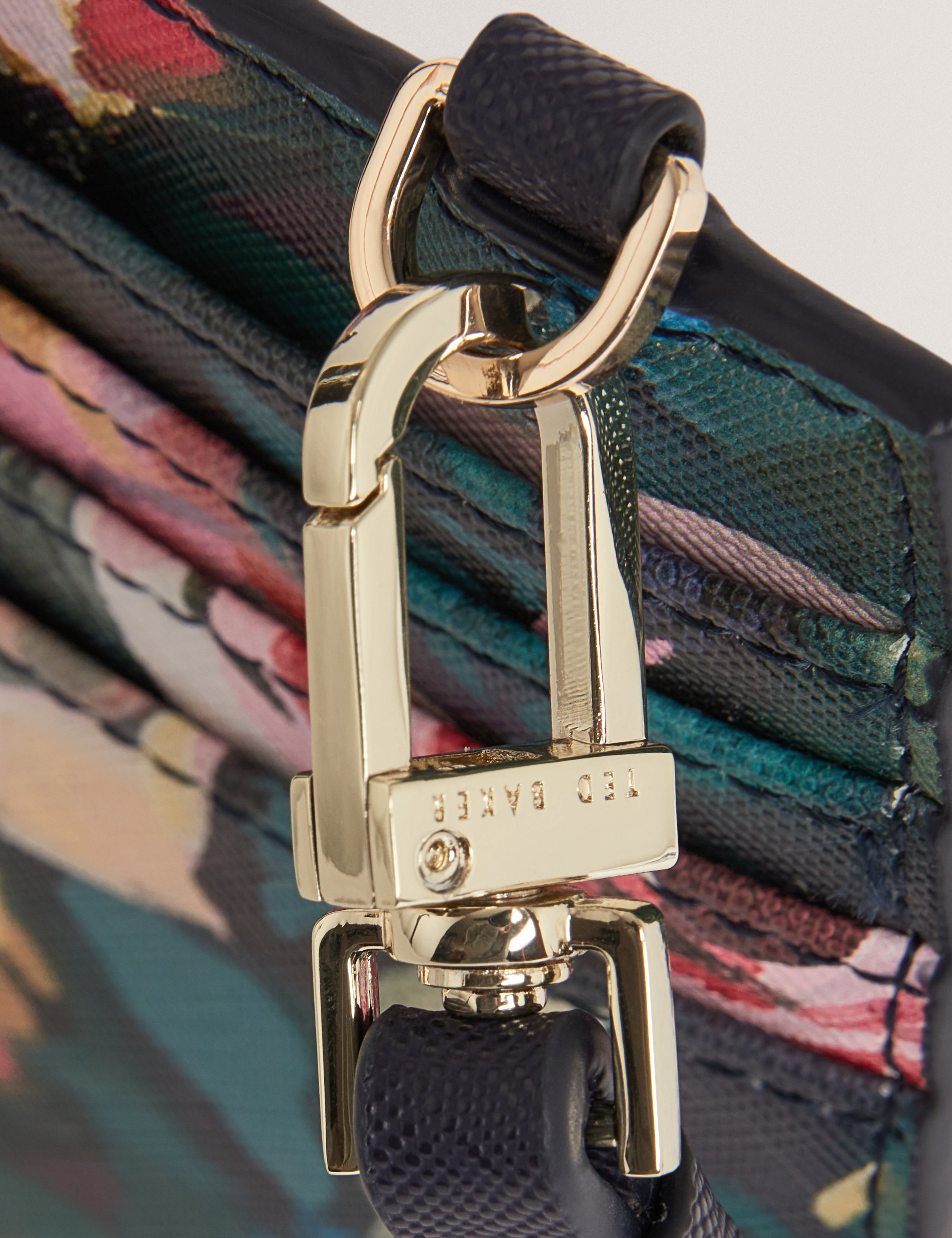 Kelssia Floral Printed Phone Pouch Lanyard Navy