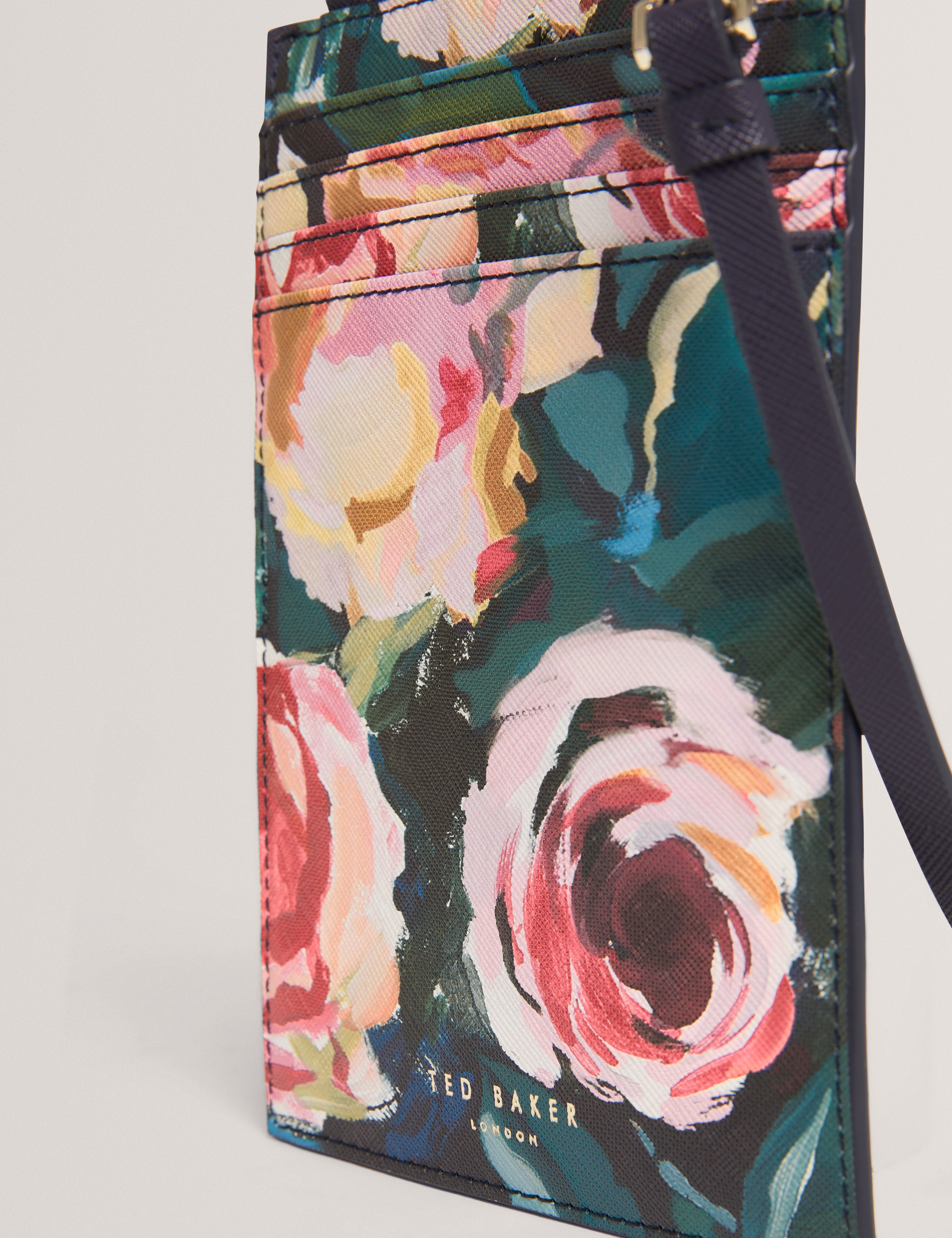 Kelssia Floral Printed Phone Pouch Lanyard Navy