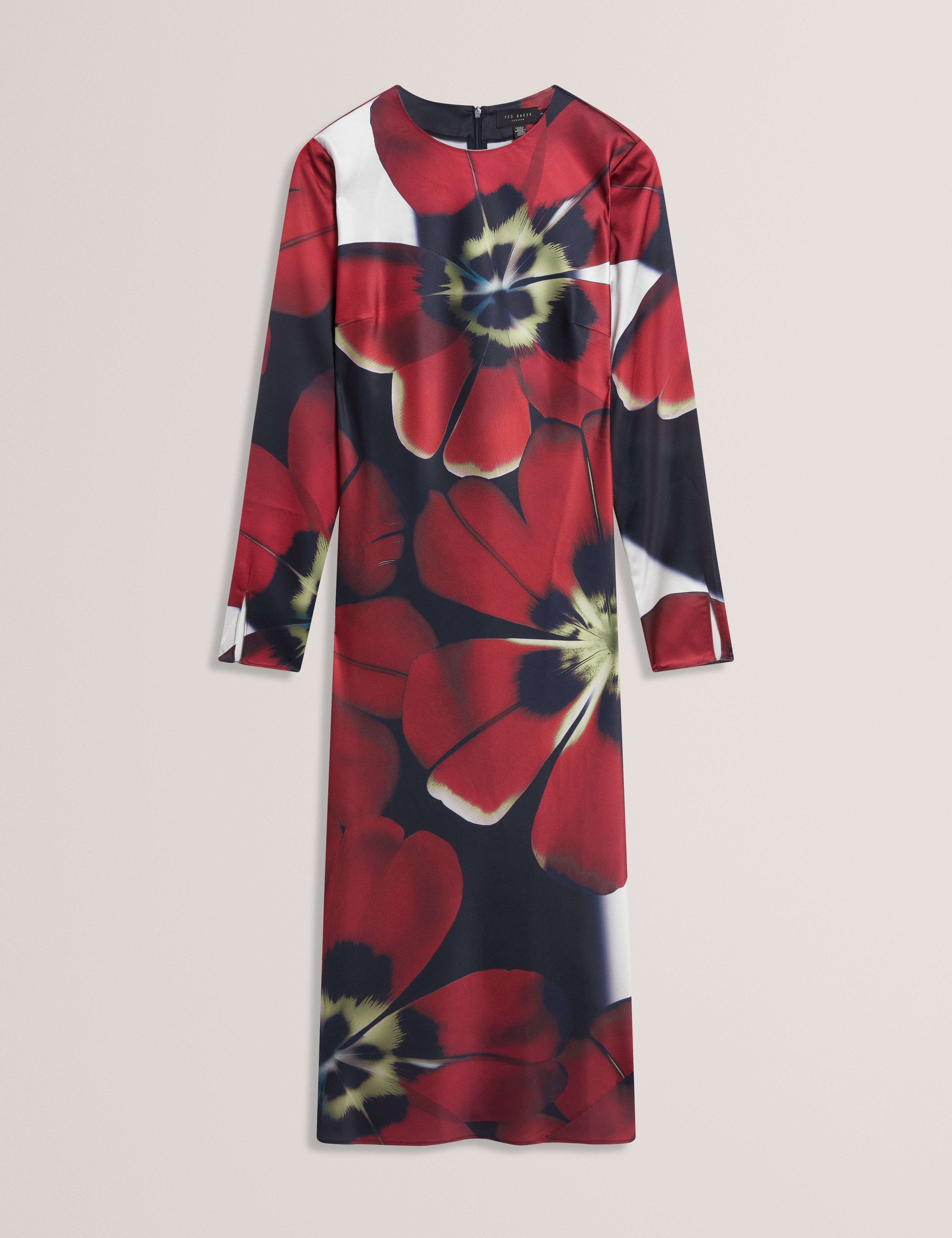 Neerah Printed Long Sleeve Midi Dress Navy