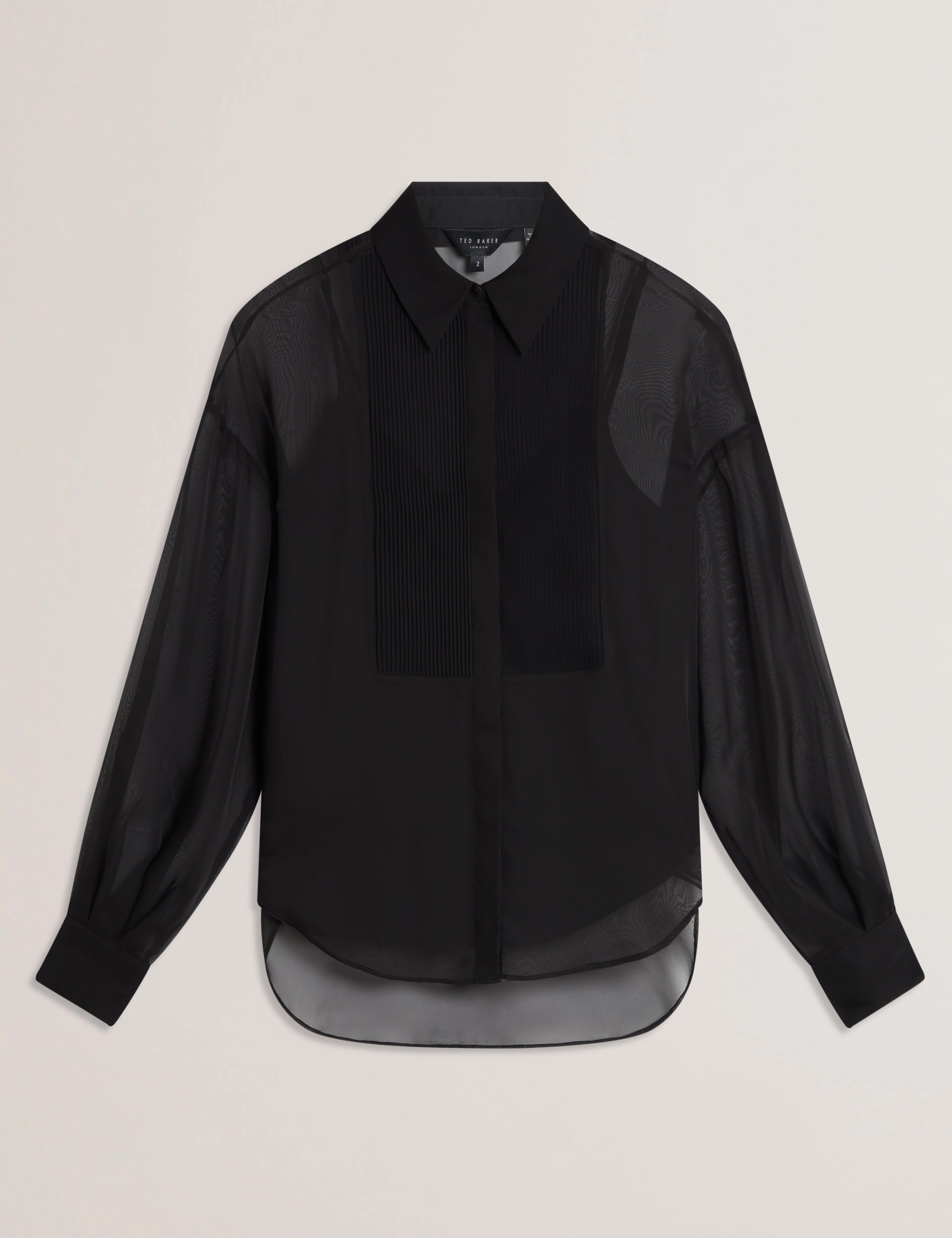 Rasiia Printed Bib Detail Long Sleeve Shirt Black