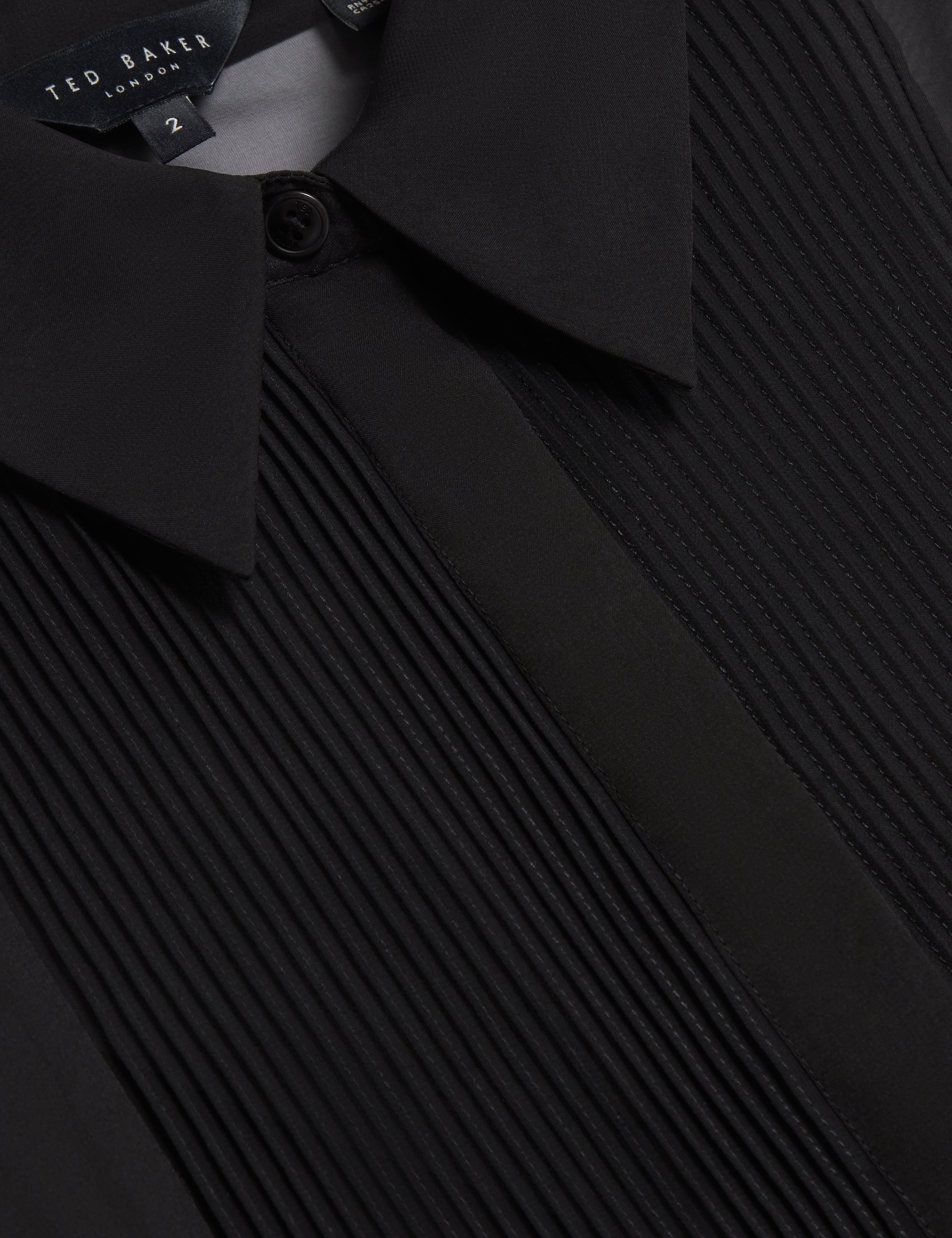 Rasiia Printed Bib Detail Long Sleeve Shirt Black