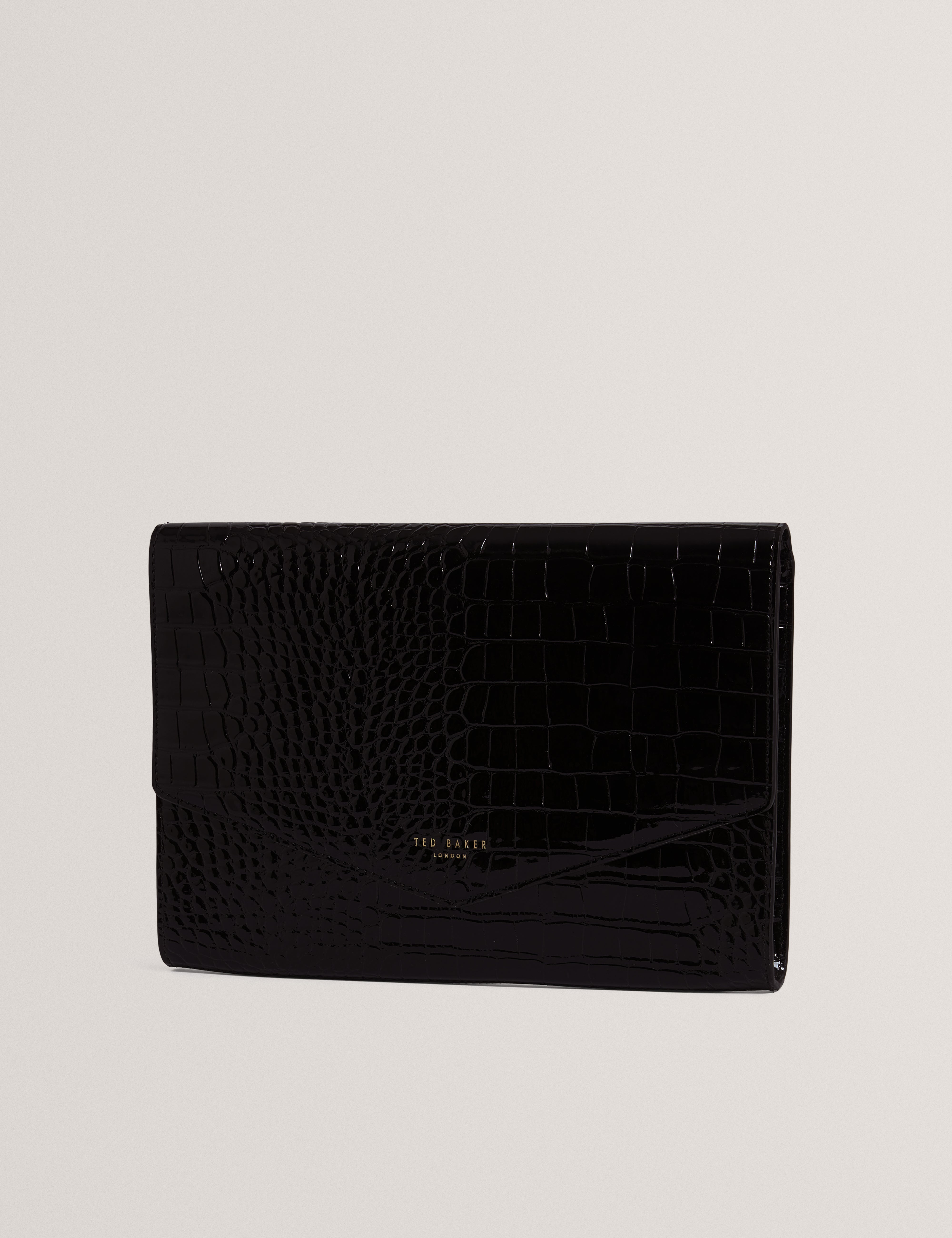 Wesslie Croc Effect Icon Envelope Pouch Black