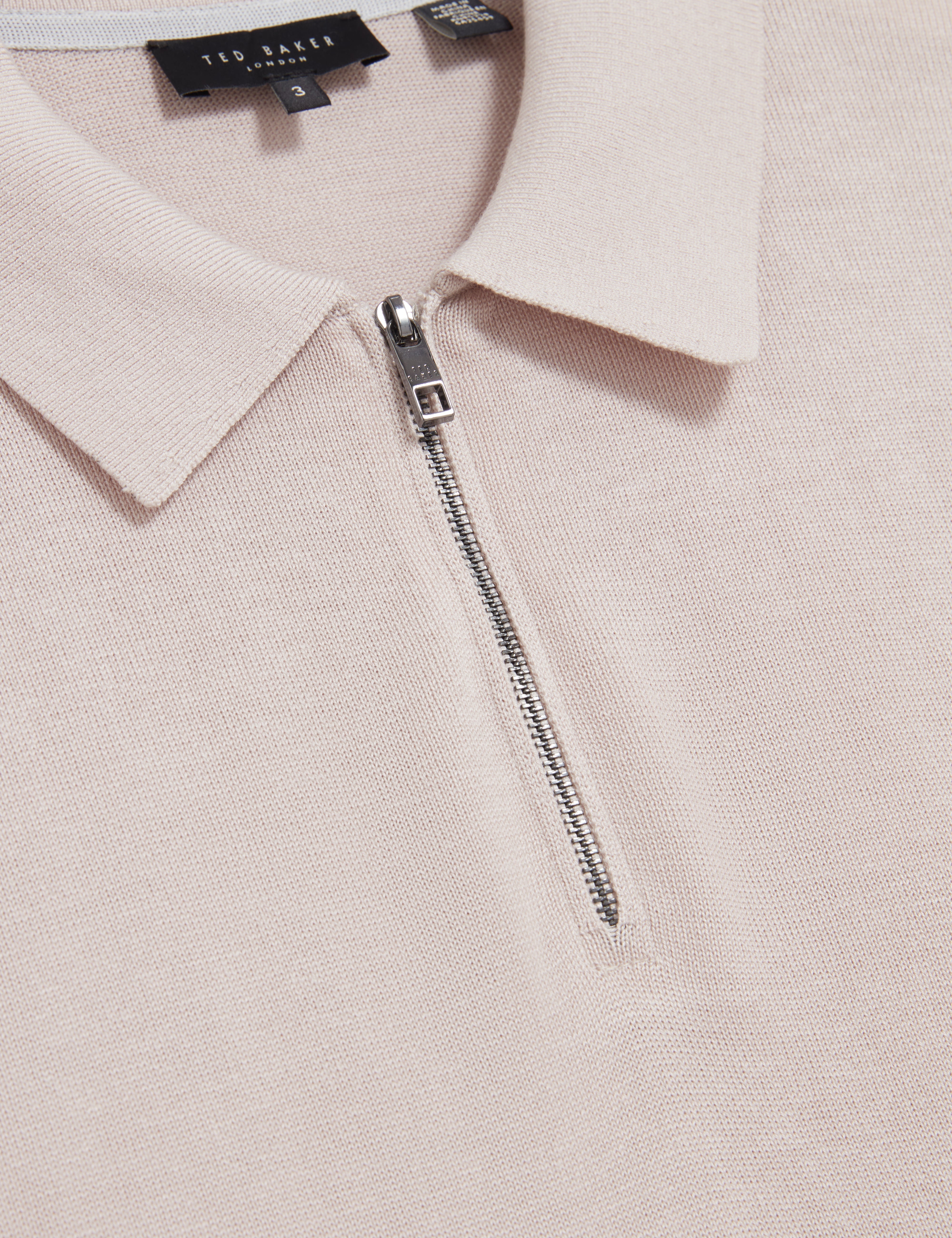 قميص بولو جيفرانز بأكمام قصيرة وسحاب من مزيج الحرير بلون البيج